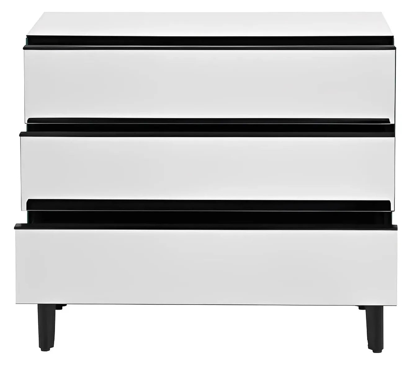 Rockport Mirror Nightstands (2-Pack) Contemporary, Transitional, tapered legs, felt-lined top drawers