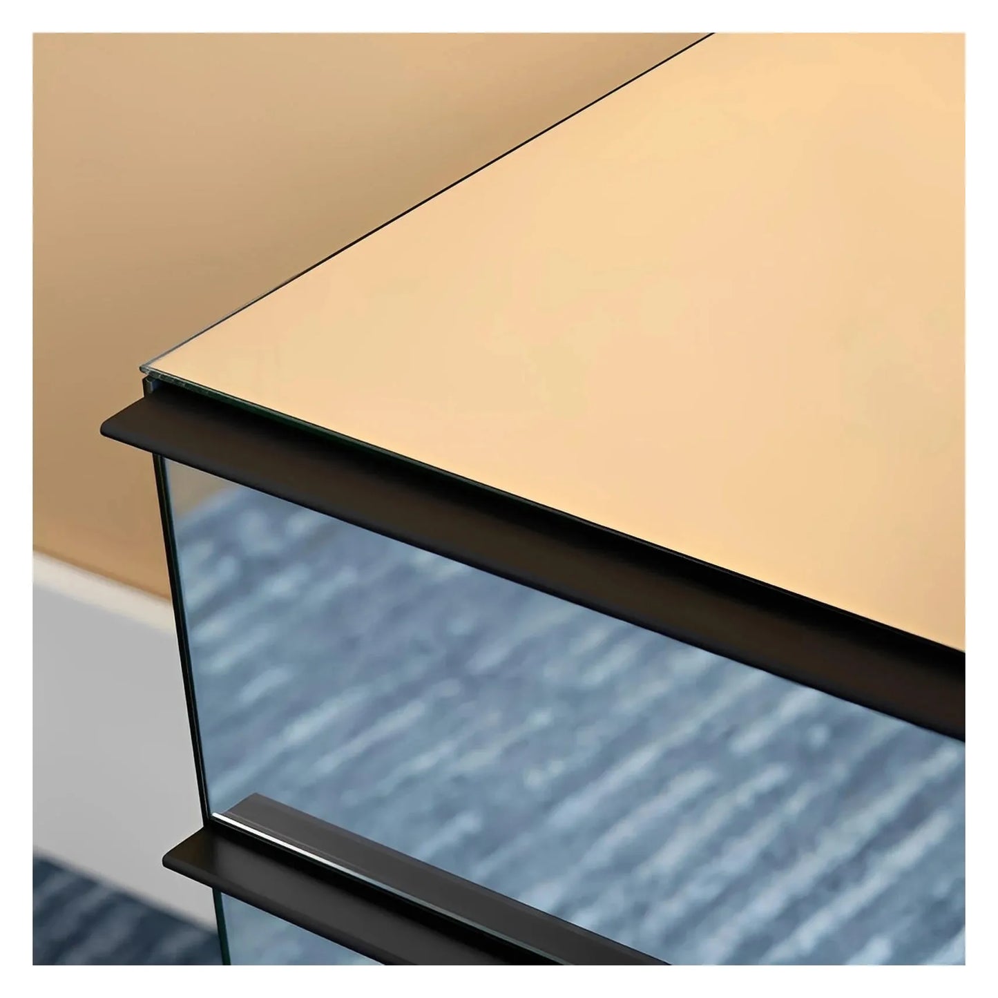 Rockport Mirror Nightstands (2-Pack) Contemporary, Transitional, tapered legs, felt-lined top drawers