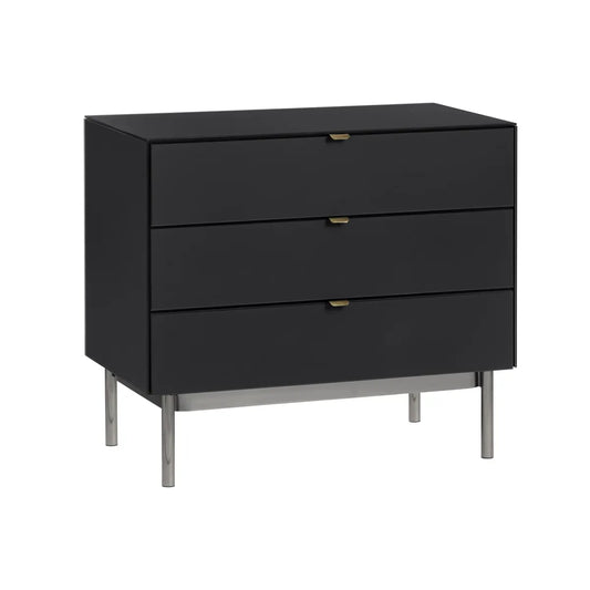 Greenville Black Nightstands (2-Pack) Contemporary, Transitional, tapered legs, felt-lined top drawers
