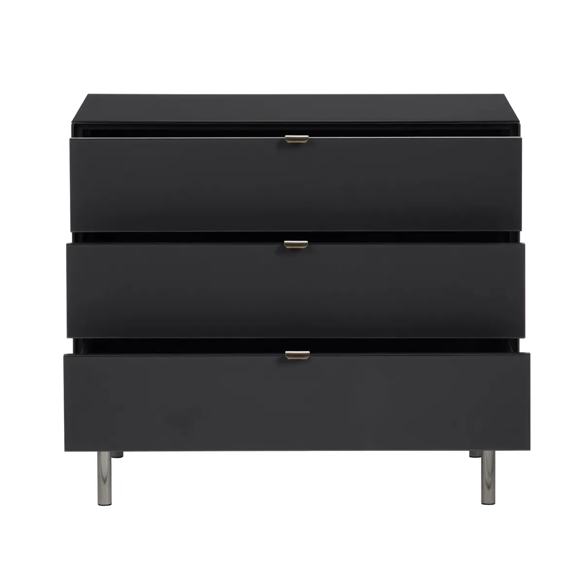 Greenville Black Nightstands (2-Pack) Contemporary, Transitional, tapered legs, felt-lined top drawers