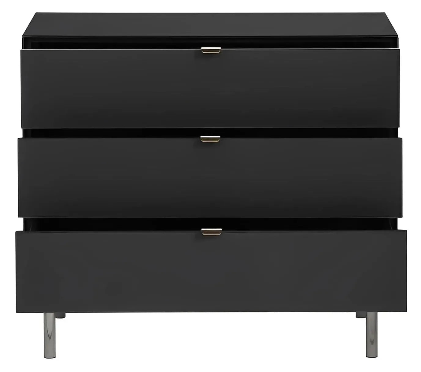 Greenville Black Nightstands (2-Pack) Contemporary, Transitional, tapered legs, felt-lined top drawers