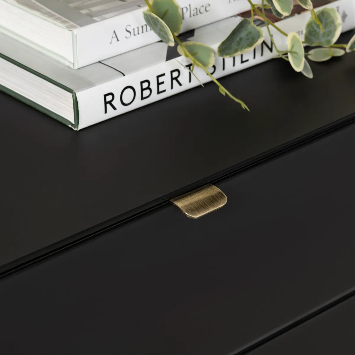 Greenville Black Nightstands (2-Pack) Contemporary, Transitional, tapered legs, felt-lined top drawers
