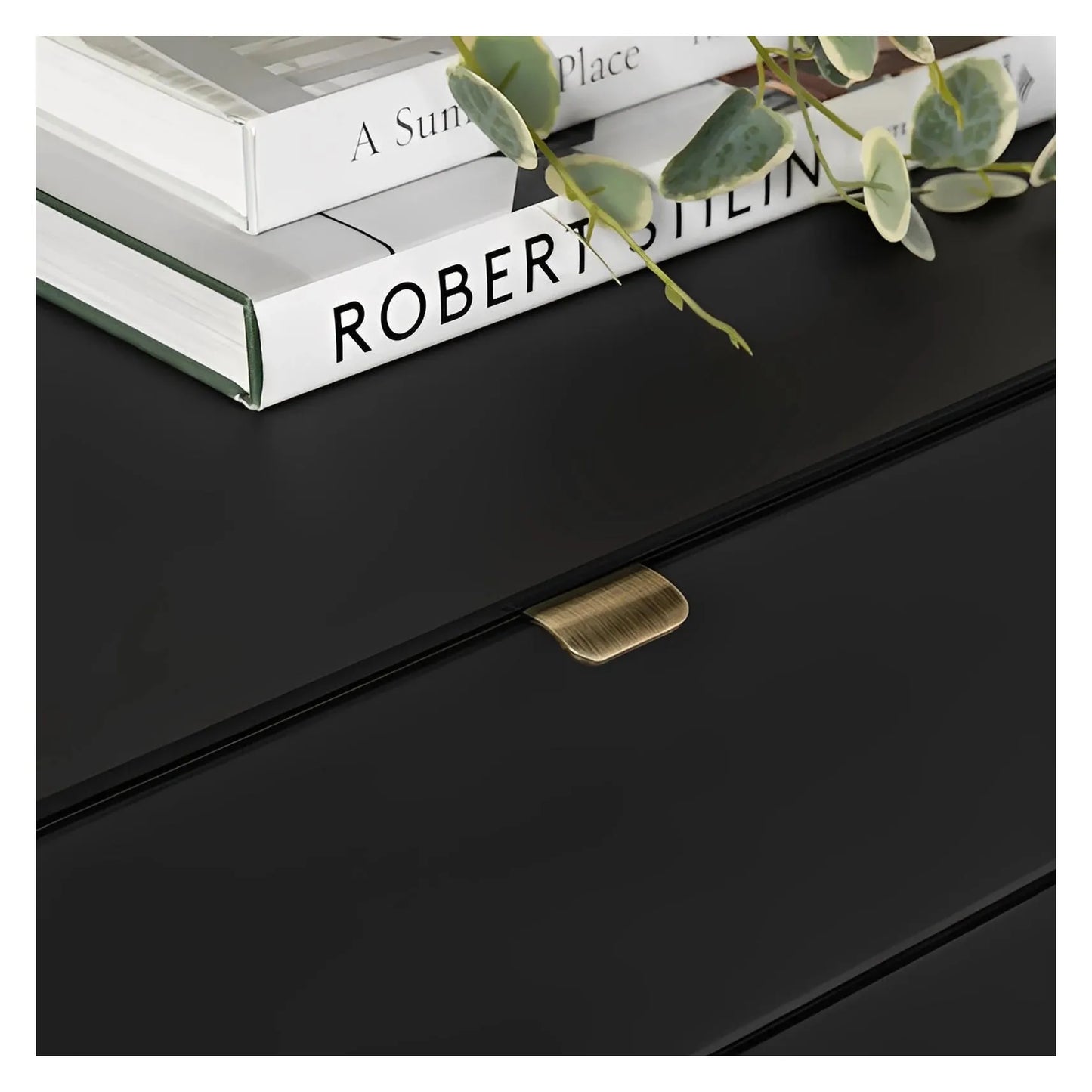 Greenville Black Nightstands (2-Pack) Contemporary, Transitional, tapered legs, felt-lined top drawers