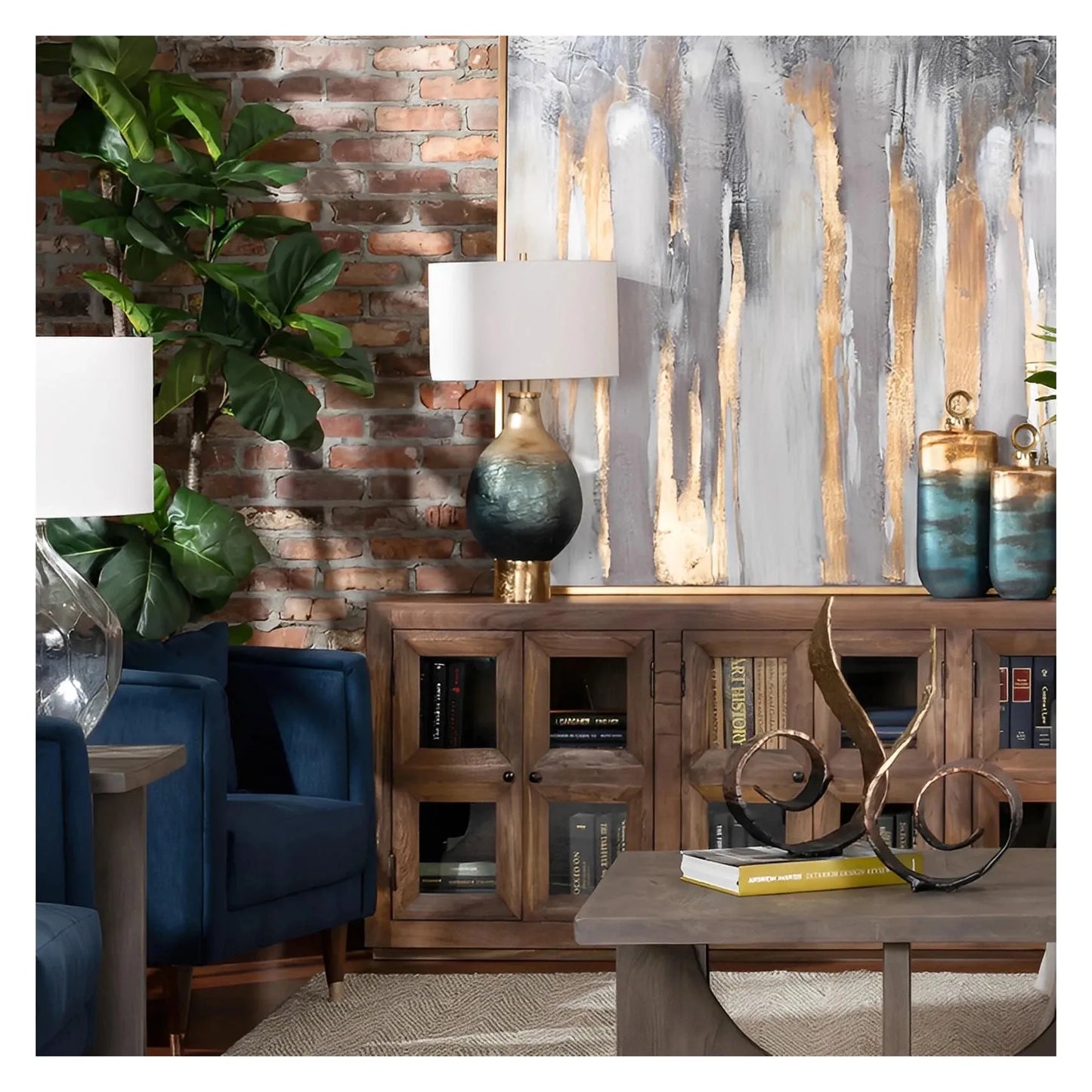 Pavo of Brookhaven Table Lamps (2-Pack), Blue, Transitional
