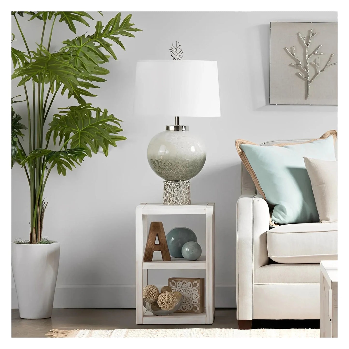 Saida of Maplewood Table Lamps (2-Pack), Silver, Coastal