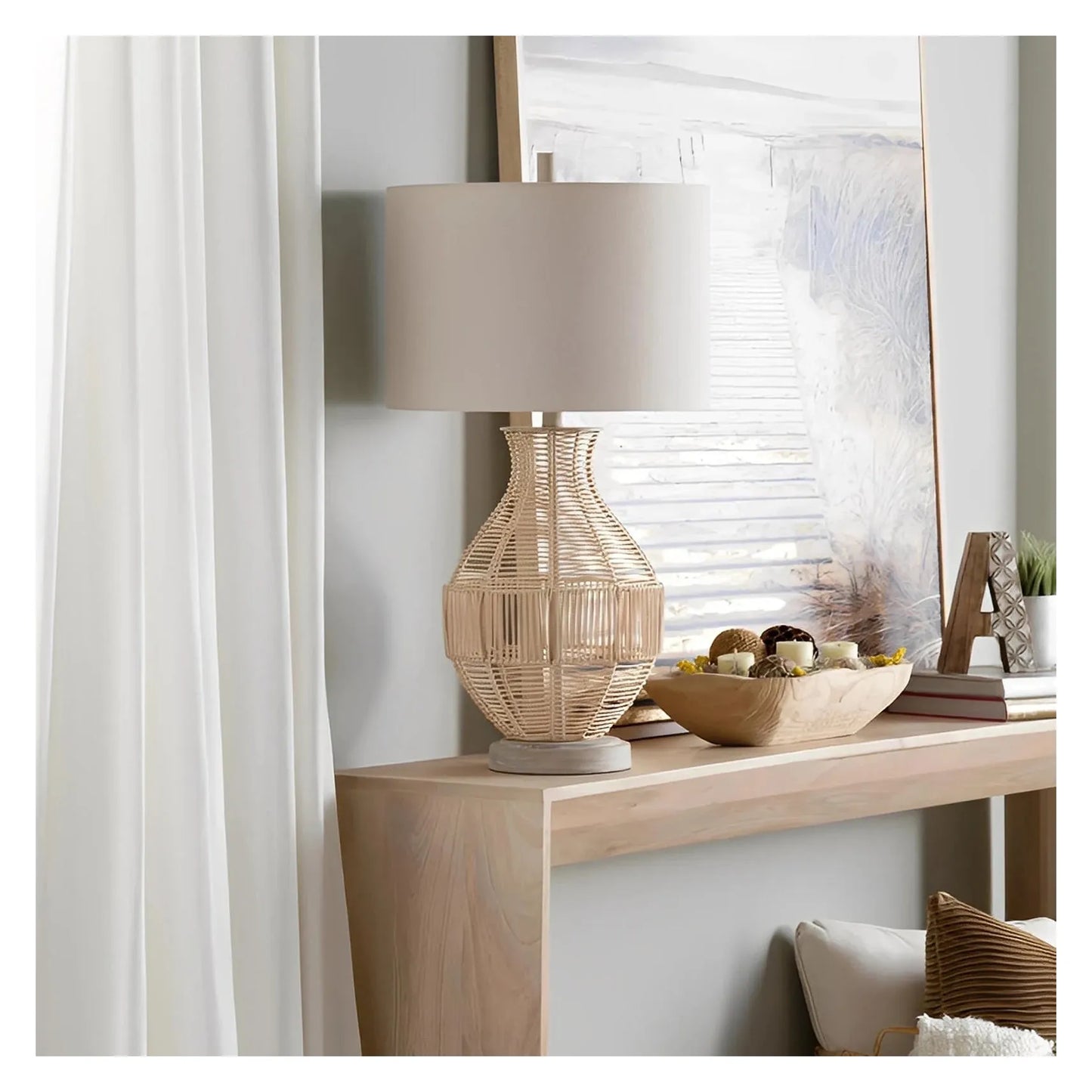 Pollux of Foxboro Table Lamps (2-Pack), Natural, Coastal