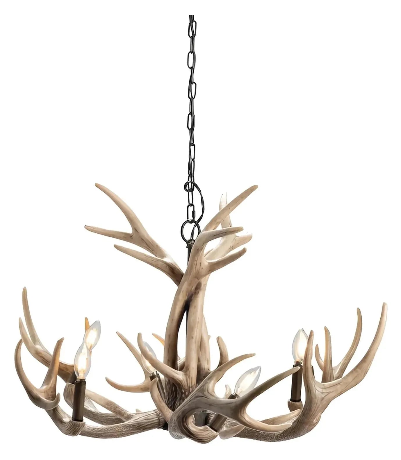 Tarazed of Waterville Chandelier, Brown, Rustic, Antlers