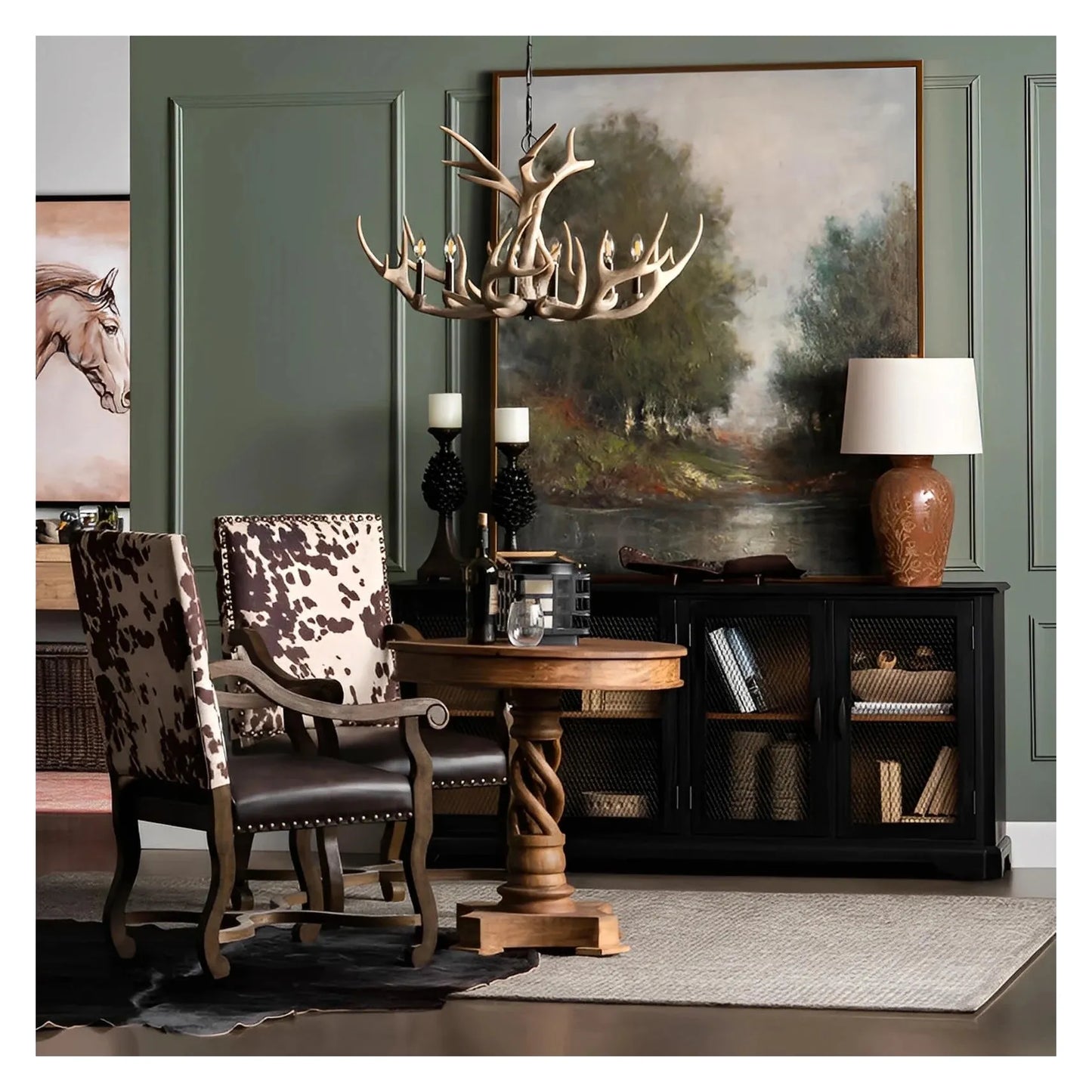 Tarazed of Waterville Chandelier, Brown, Rustic, Antlers