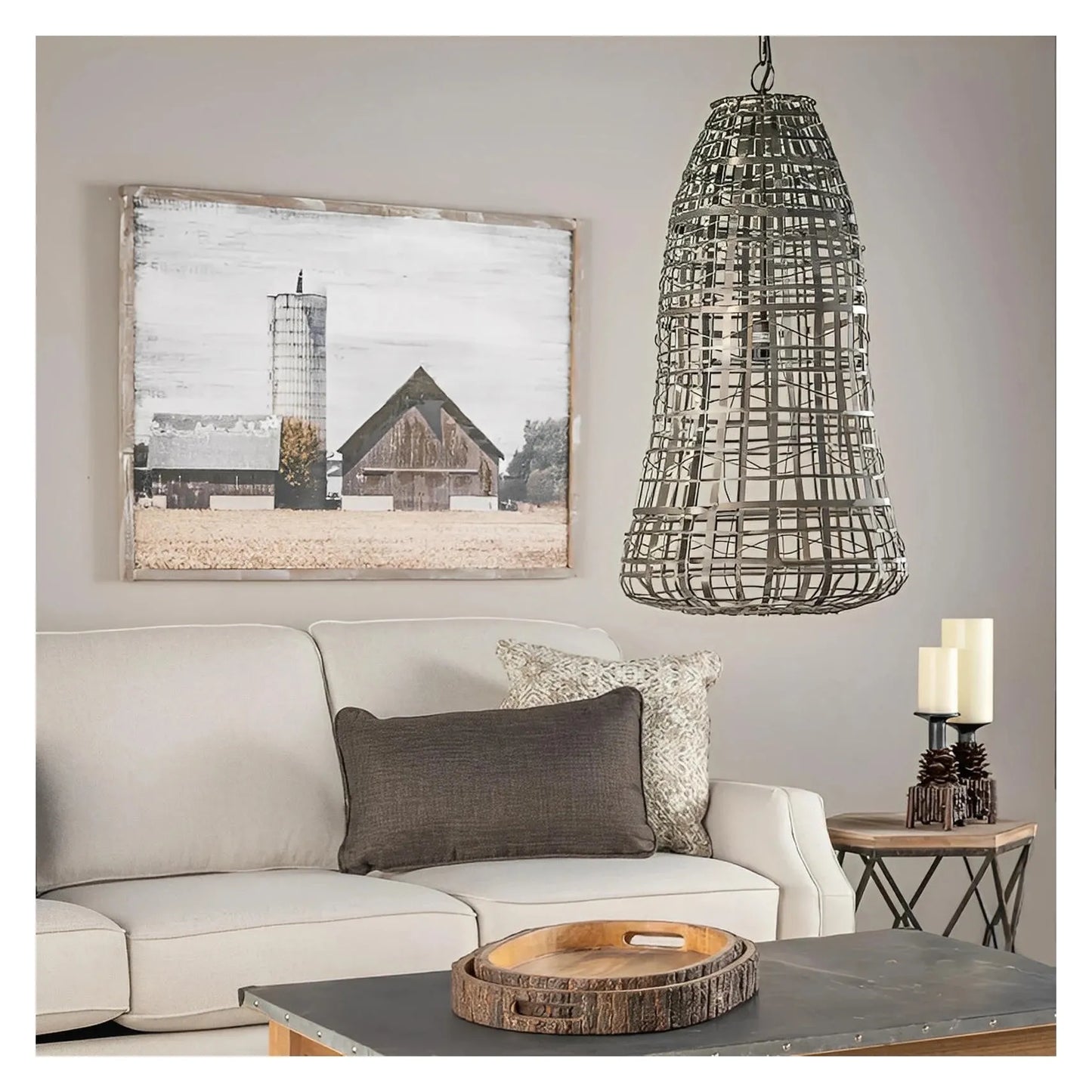 Zaurak of Fairfield Harbor Pendant, Grey, Rustic