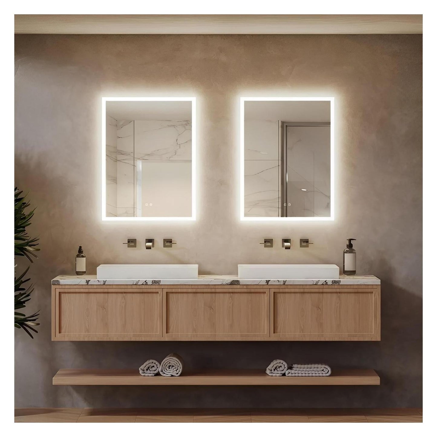 Edge Glow LED Bathroom Mirror (20-40 in) - Adjustable Brightness and Color Temperature - Anti-Fog
