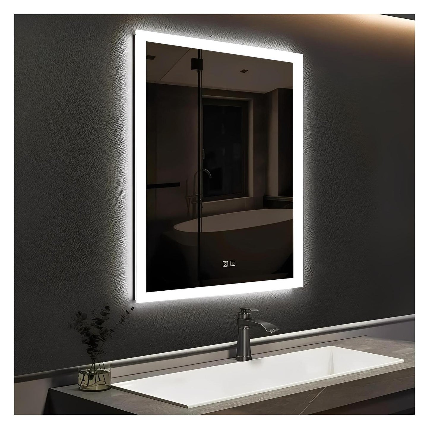 Edge Glow LED Bathroom Mirror (20-40 in) - Adjustable Brightness and Color Temperature - Anti-Fog