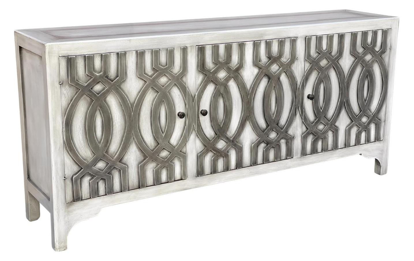 Lisbon Antique Silver Dining Room Buffet Table Handcrafted Luxury Timeless Statement - 17x78x36