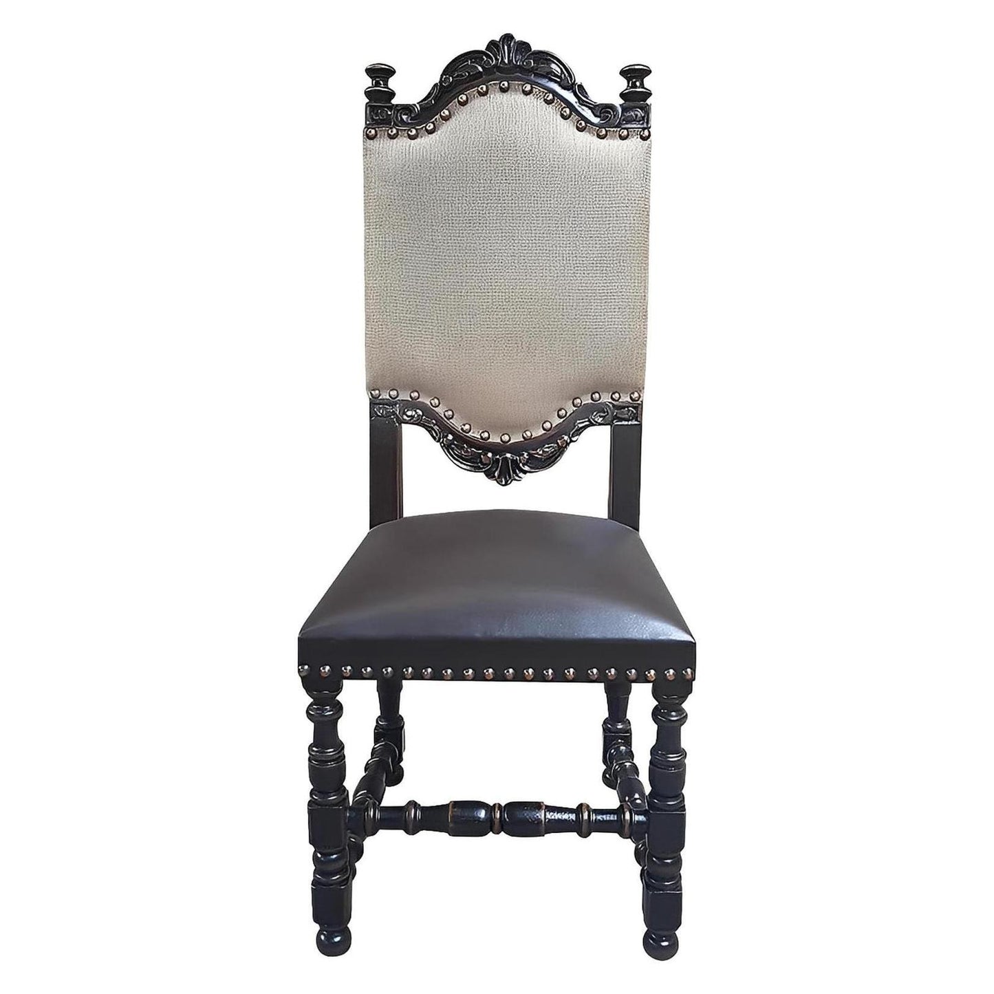 DEL REY CHAIR - FABRIC BACK, LEATHER SEAT, NAILHEAD TRIM (2-Pack)