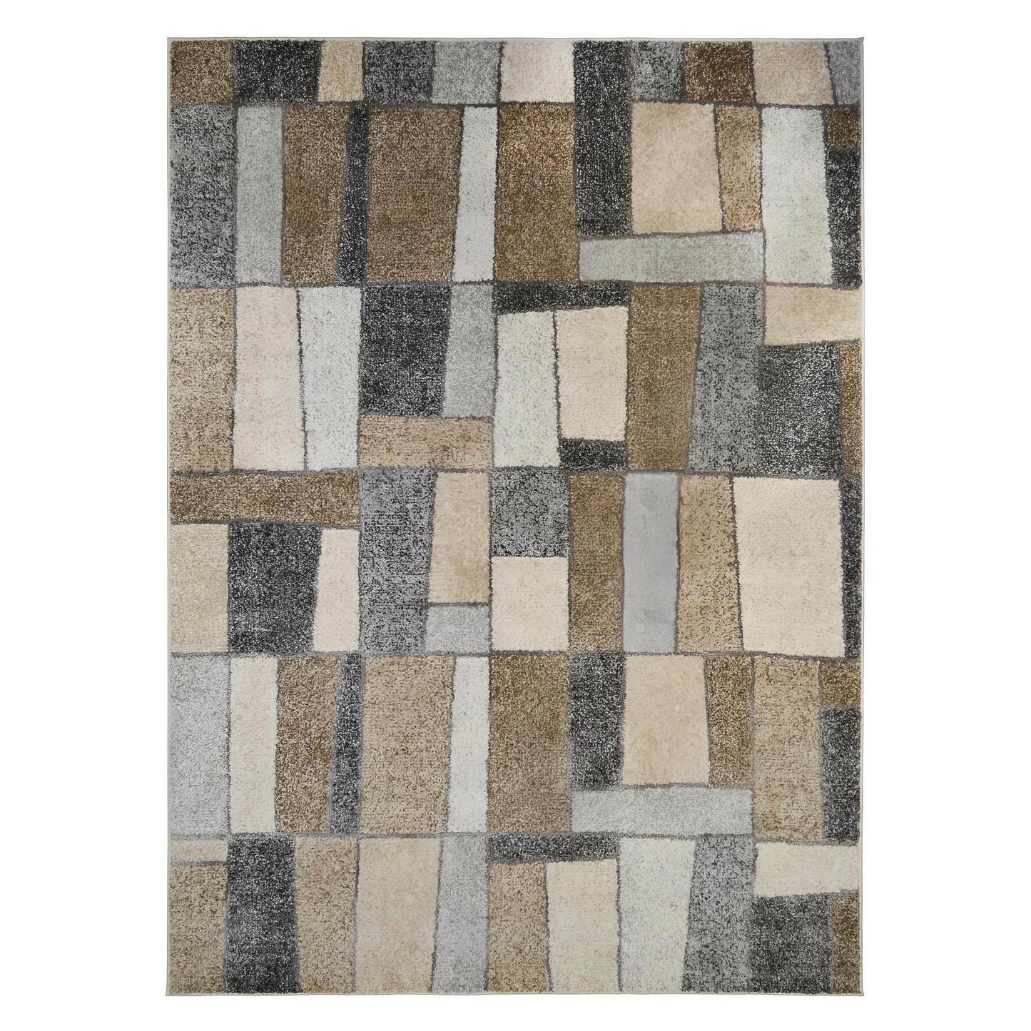 Denver High/Low Textured Rugs 12mm Pile Height - Gridlock Multi 5'3"x7'3"