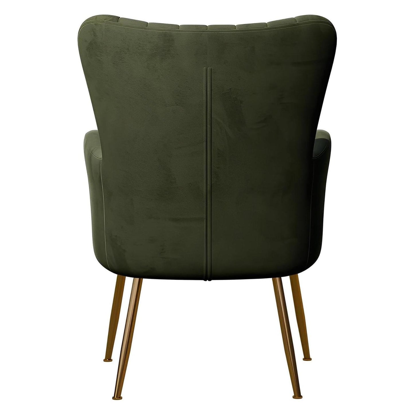 Green Velvet with Gold Legs Mid-Century Modern Chair Floral Back (2-Pack)