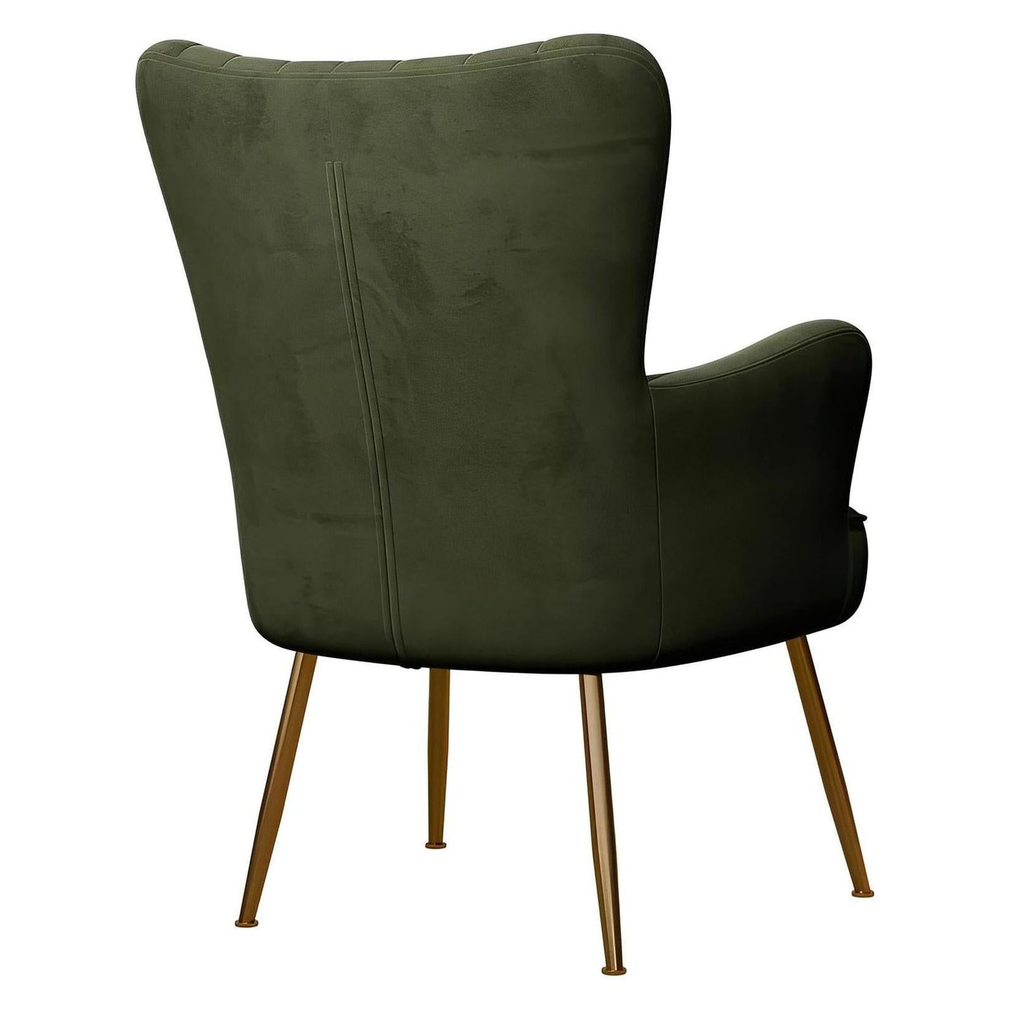 Green Velvet with Gold Legs Mid-Century Modern Chair Floral Back (2-Pack)