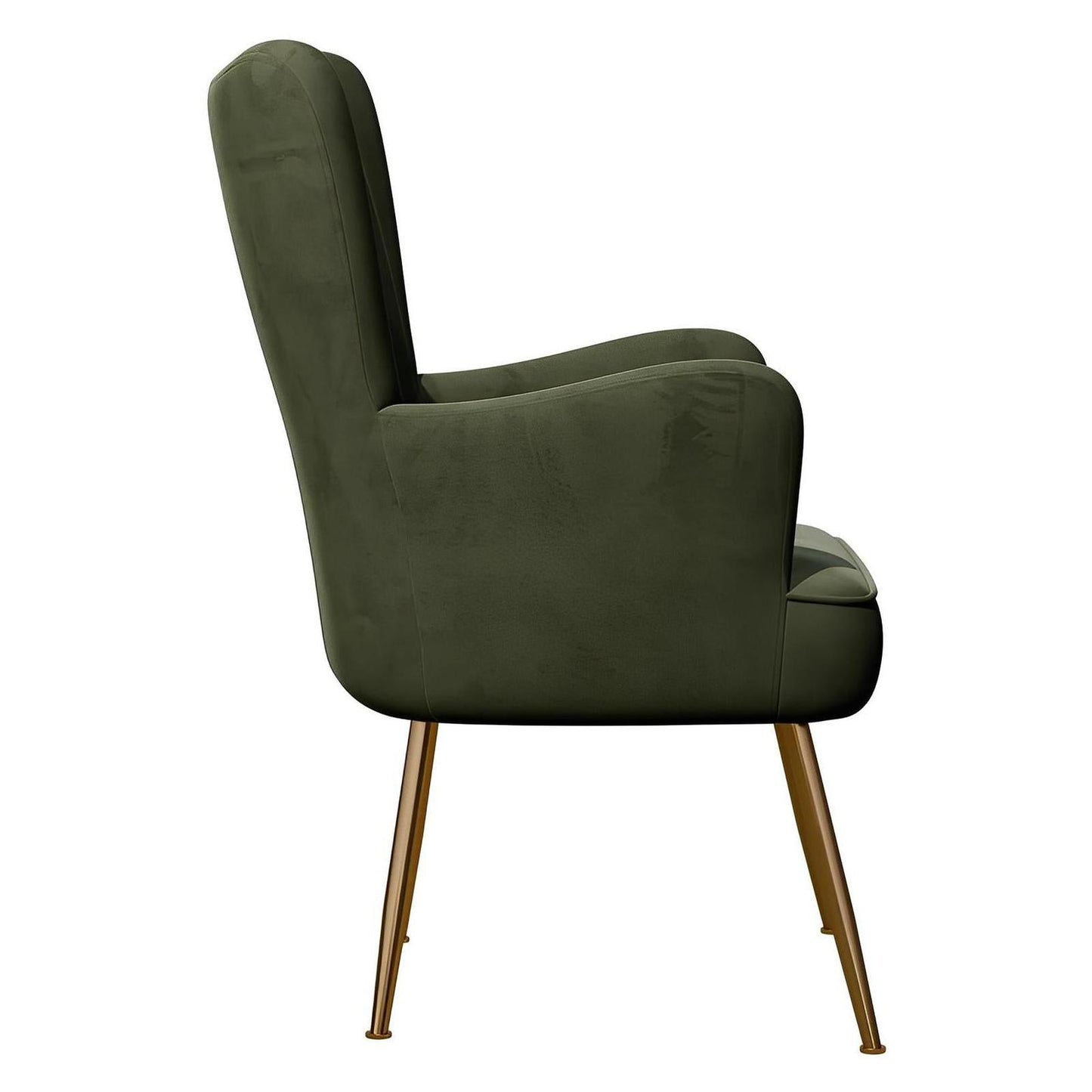 Green Velvet with Gold Legs Mid-Century Modern Chair Floral Back (2-Pack)