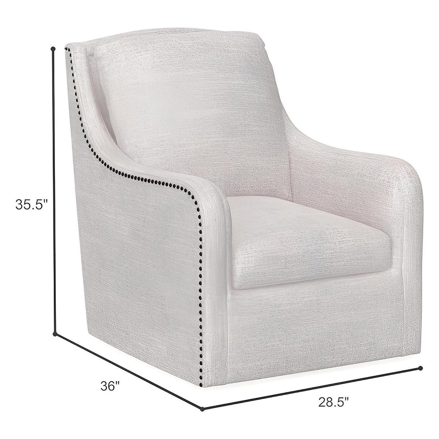 Cream Fabric Accent Chair with Nail Trim (2-Pack)