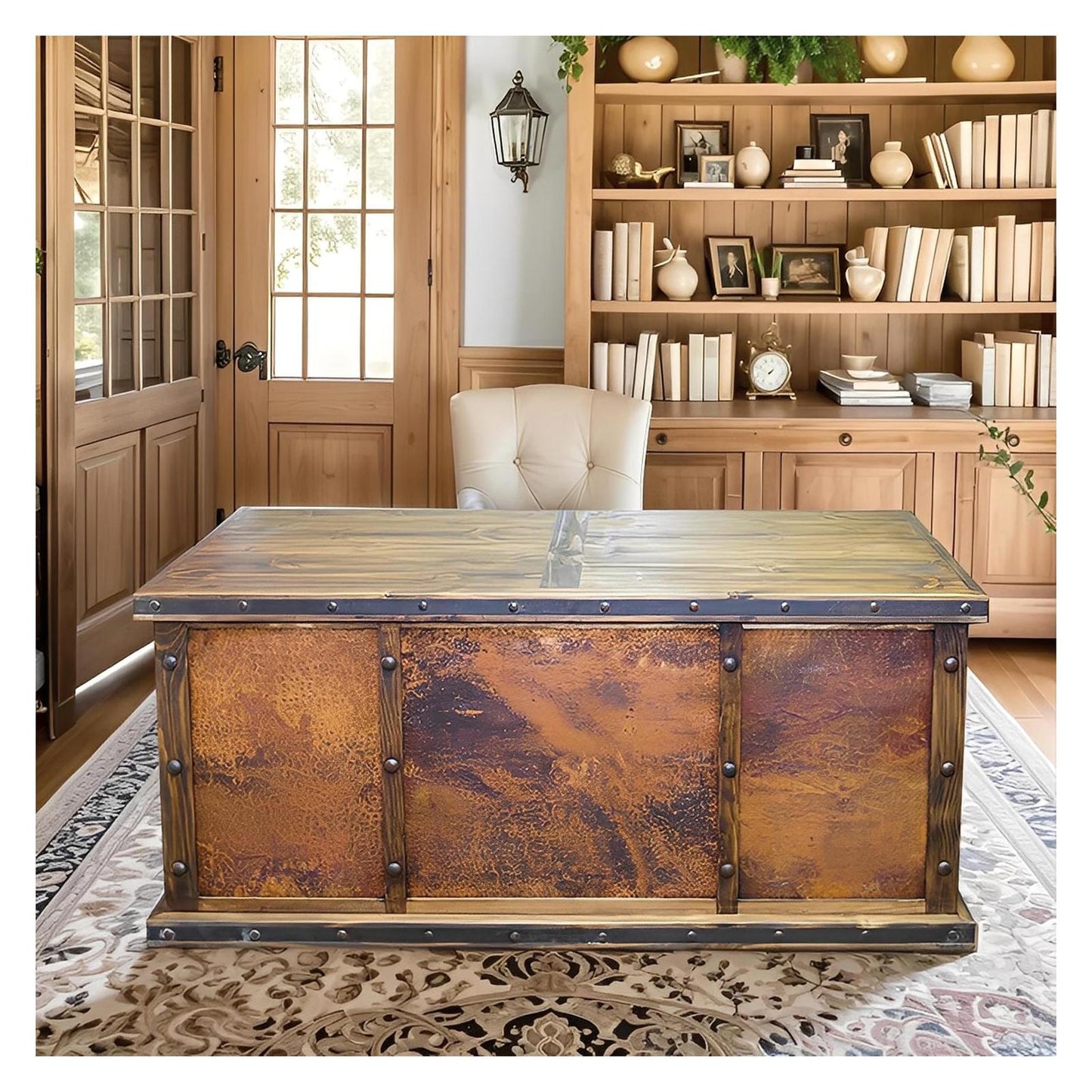 Rio Grande Copper Executive Desk | Handcrafted Wood with Copper Panels