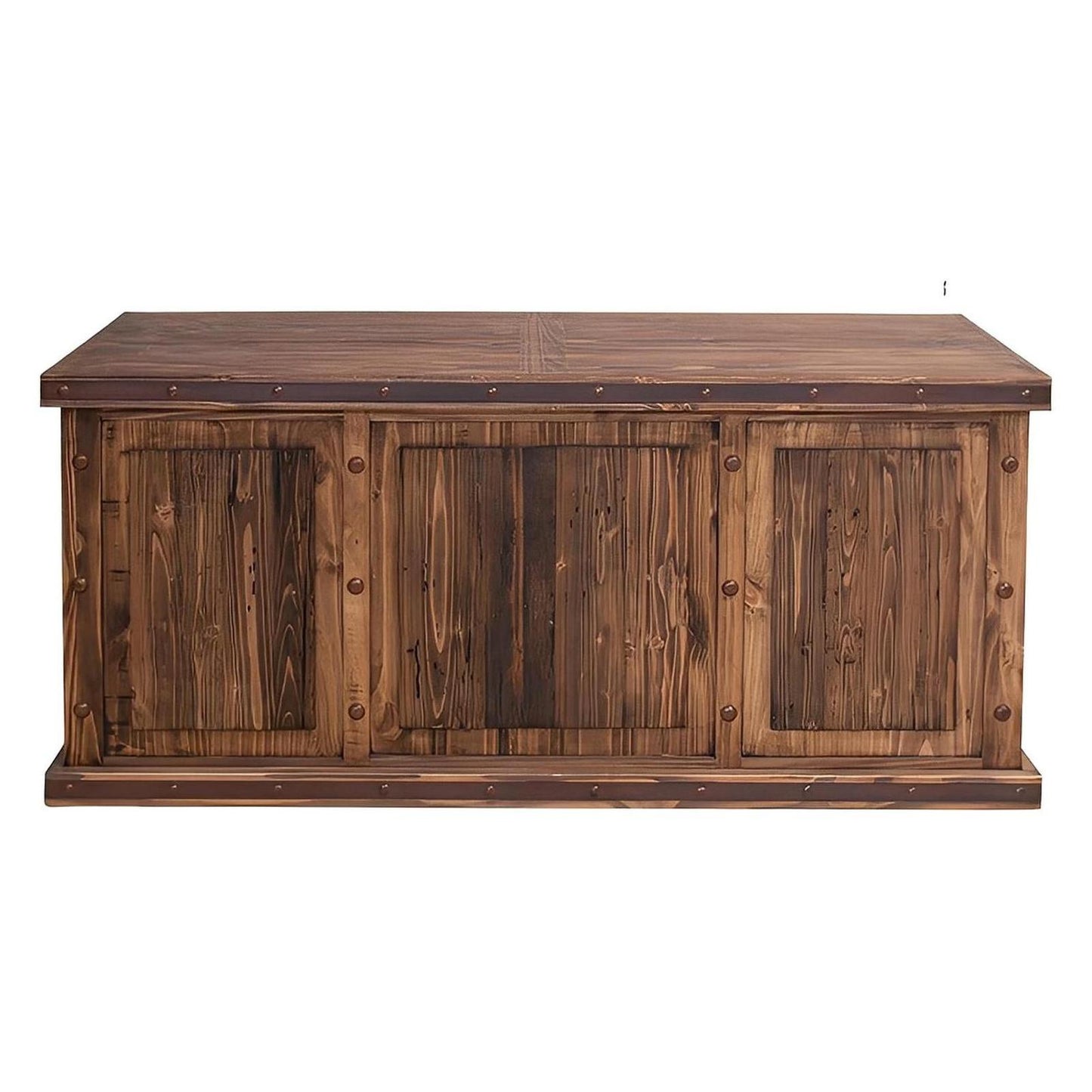 Santiago River Executive Desk – Solid Wood – Hand Crafted – Iron Trim