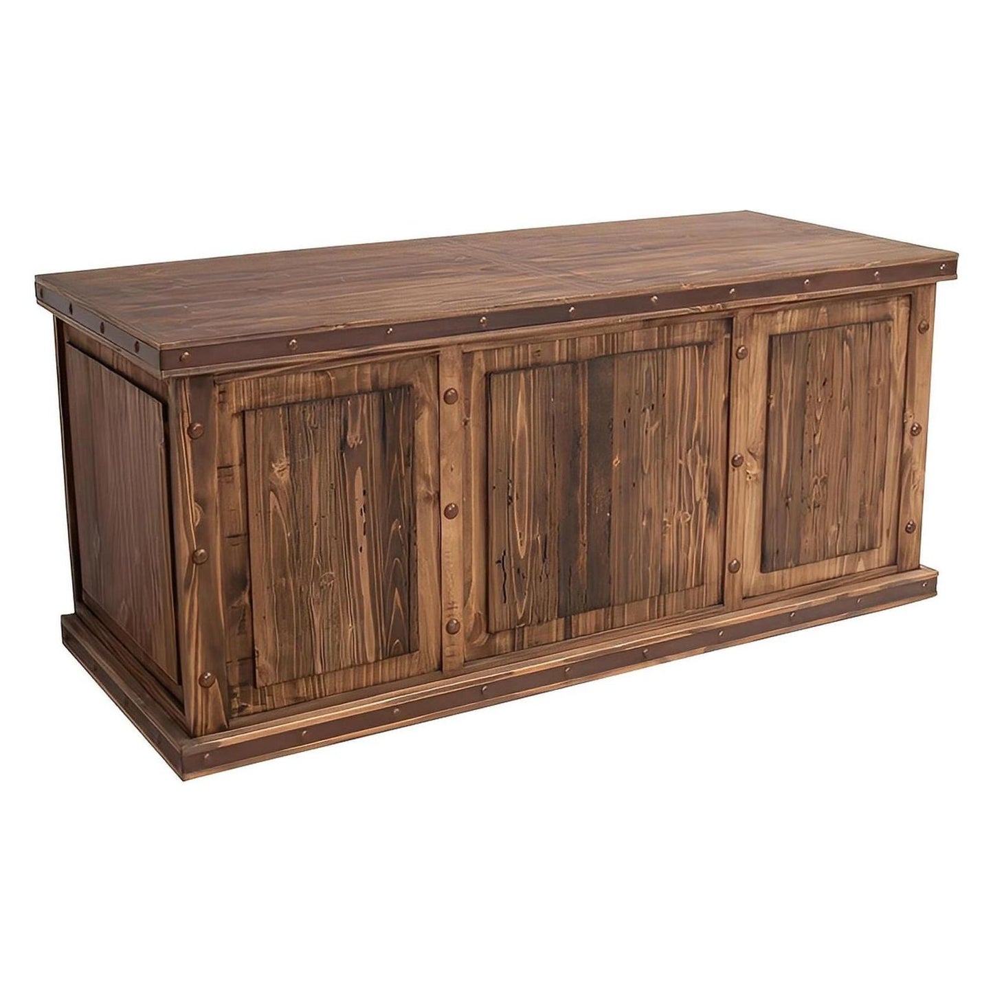 Santiago River Executive Desk – Solid Wood – Hand Crafted – Iron Trim