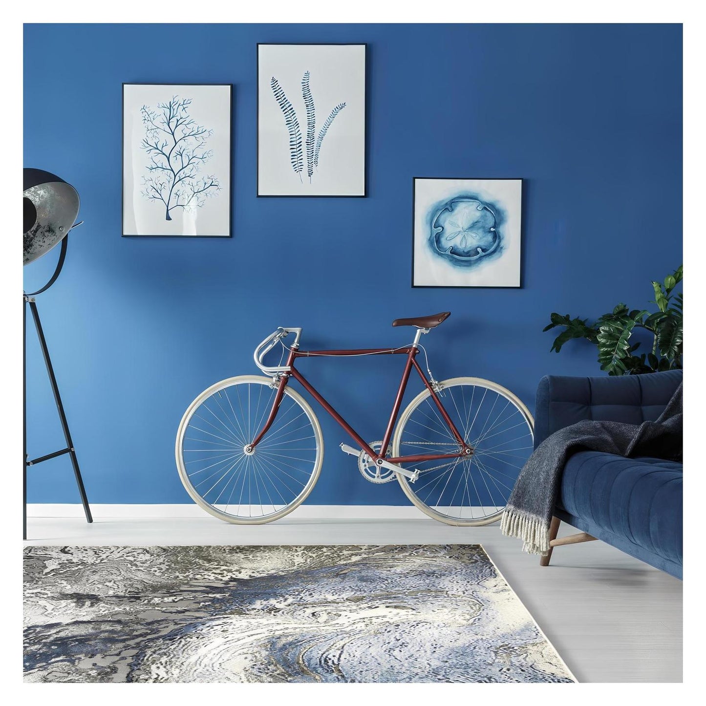 Everest Area Rug Splash Blue 7'10" Round - Ultra Dense, Soft, 12mm pile height