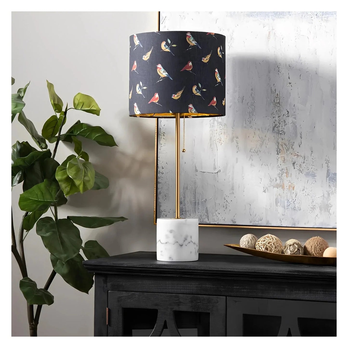 Birds of Foxboro Table Lamps (2-Pack), White Marble Base