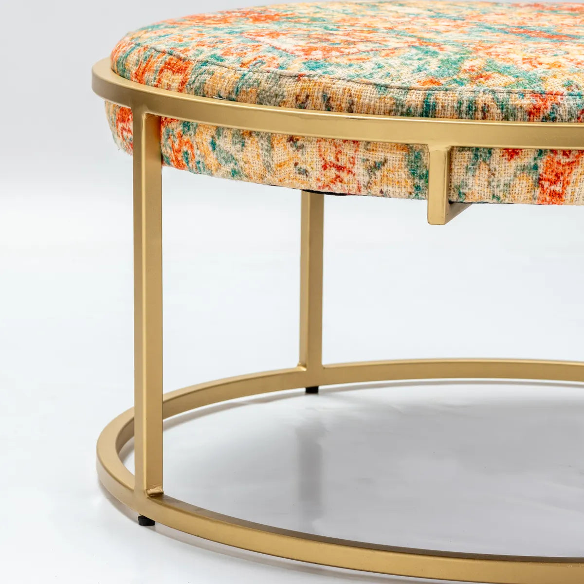 Bellamy Round Printed Upholstered Drum Cocktail or Coffee Table