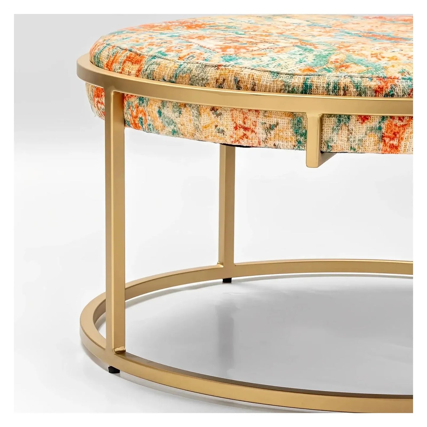 Bellamy Round Printed Upholstered Drum Cocktail or Coffee Table