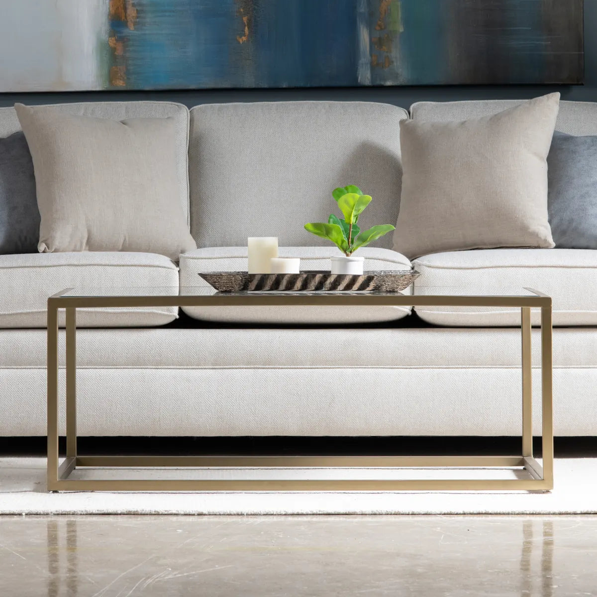 Hamilton Rectangular Iron & Glass Cocktail or Coffee Table
