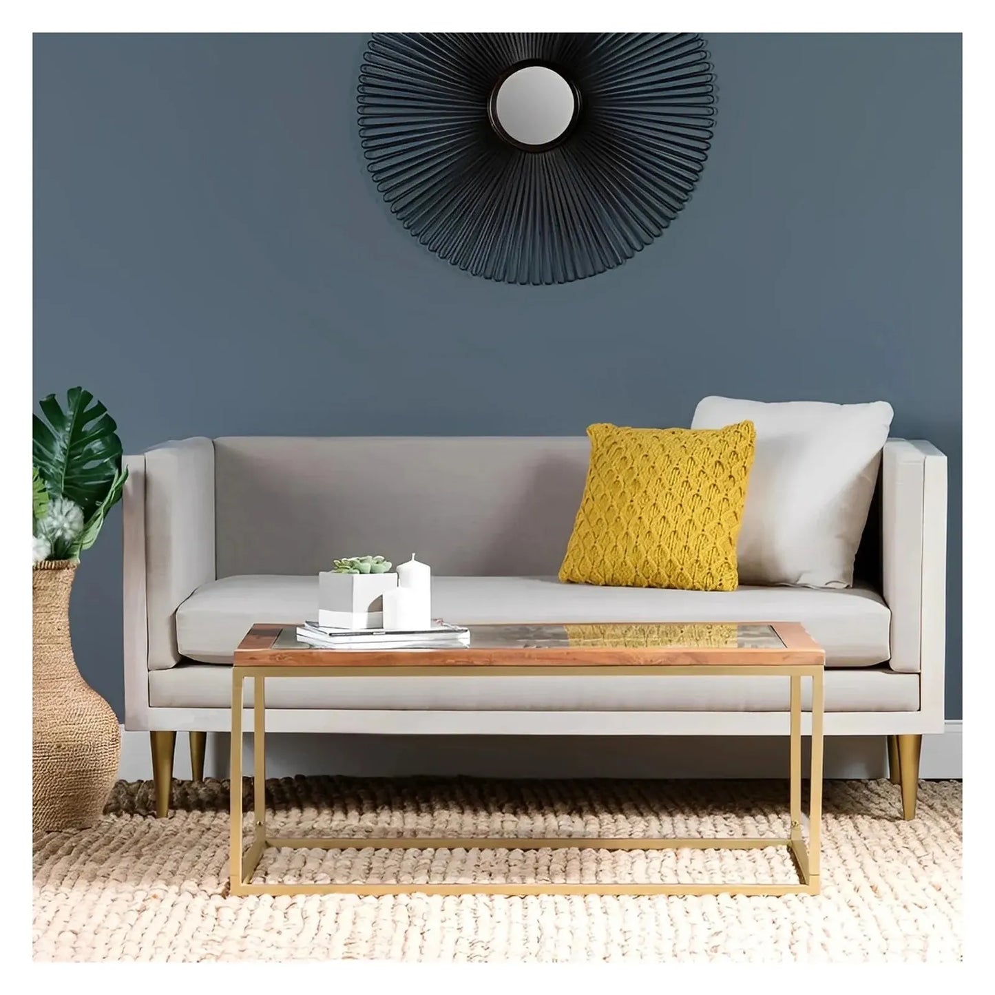 Ashwind Rectangular Laser Cut Acacia And Iron Cocktail or Coffee Table