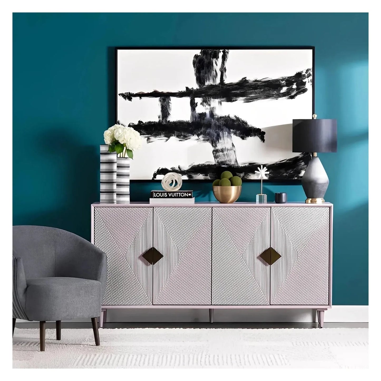 Oakmere 72" Lavender 4-Door Media Credenza - Contemporary