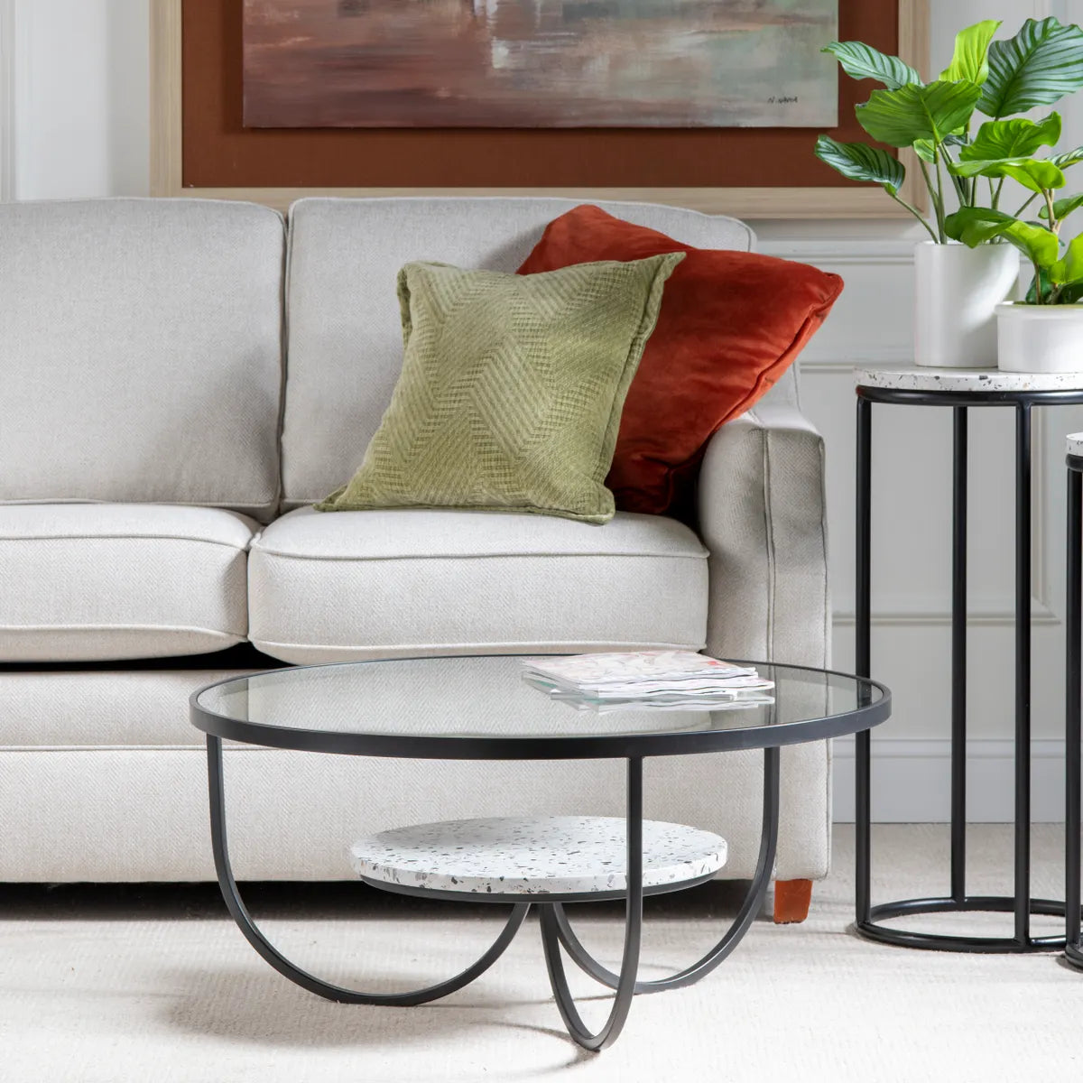 Clayborne Round 33" Terrazzo Cocktail or Coffee Table