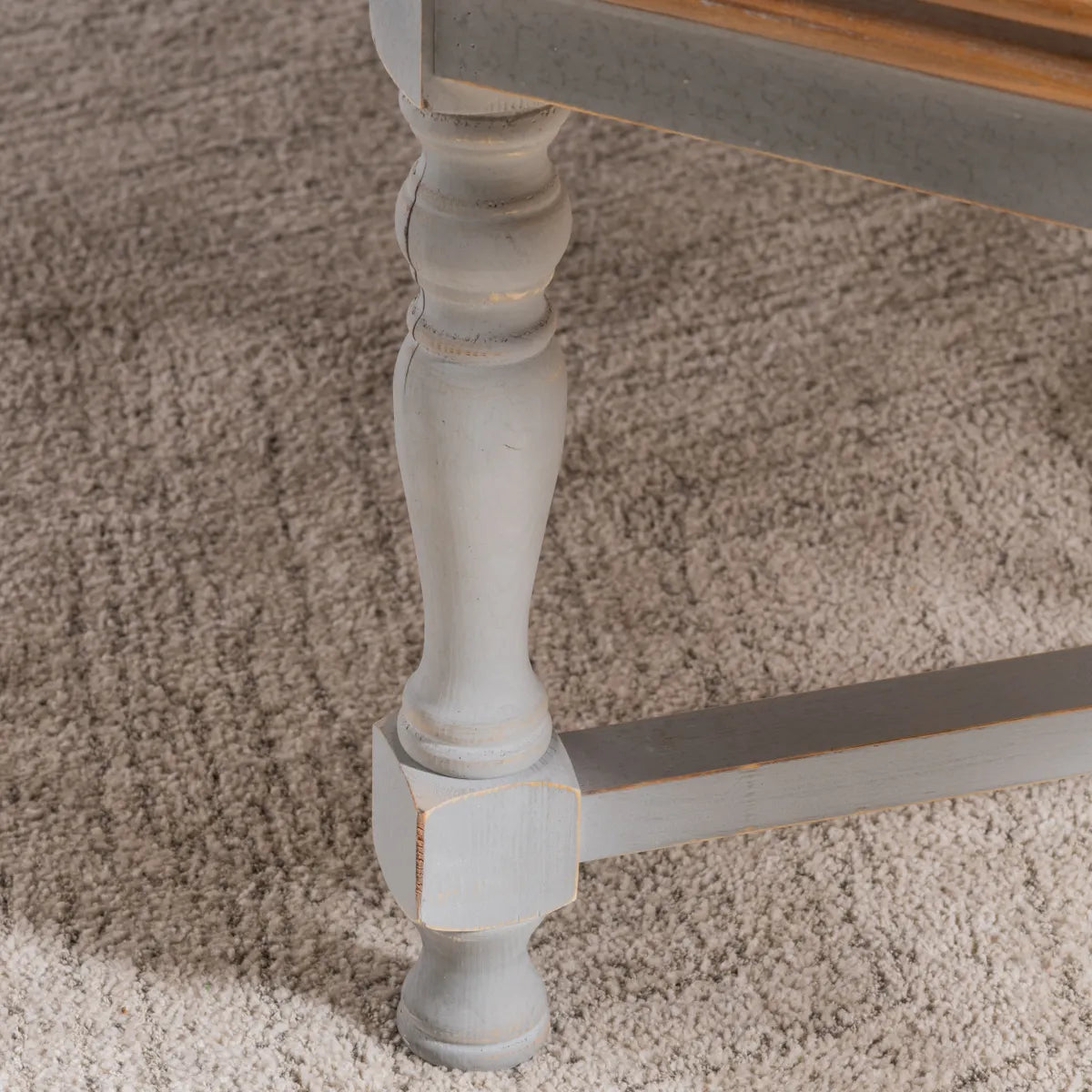 Devonshire Square Gray Wooden Cocktail or Coffee Table With Brown Top