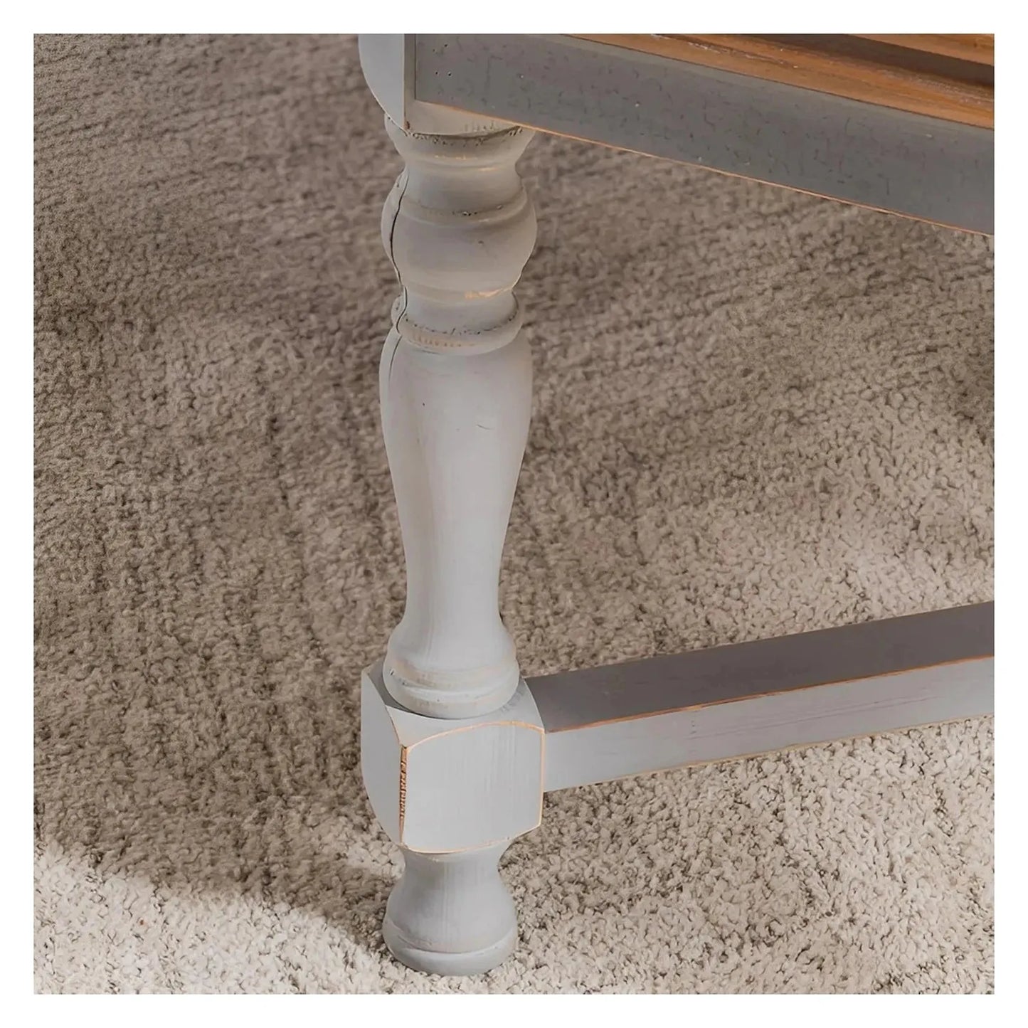 Devonshire Square Gray Wooden Cocktail or Coffee Table With Brown Top