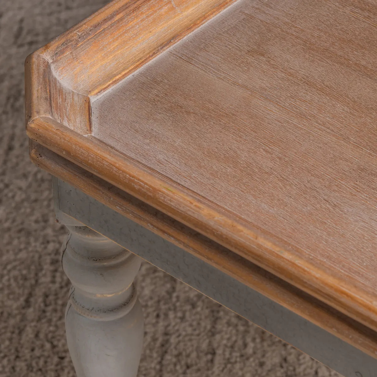 Devonshire Square Gray Wooden Cocktail or Coffee Table With Brown Top