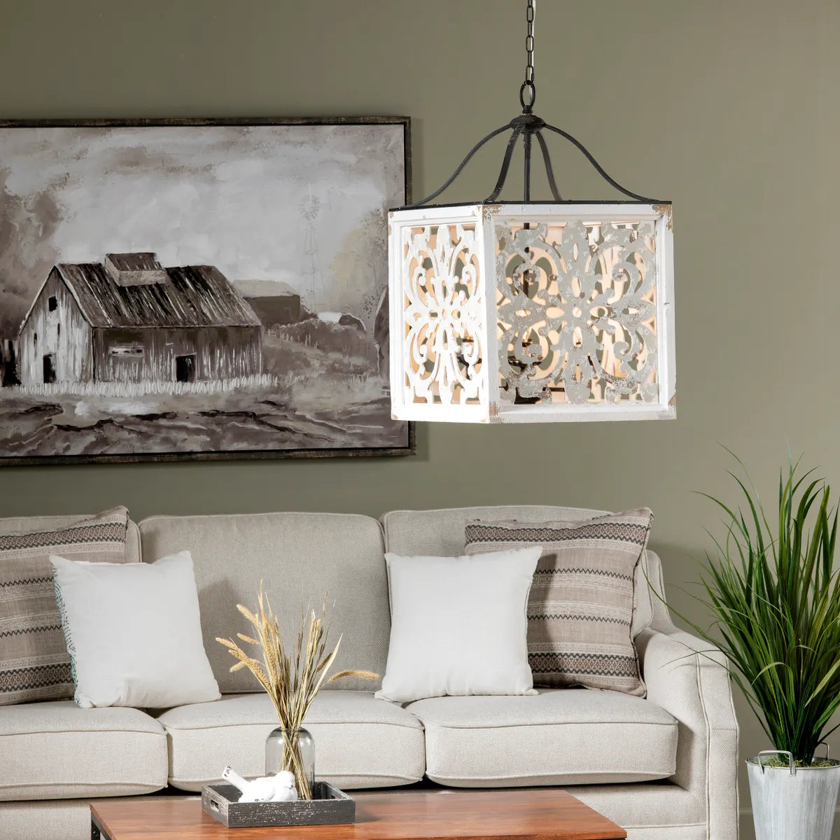 Mariah 29" Wood And Metal Pendant Light