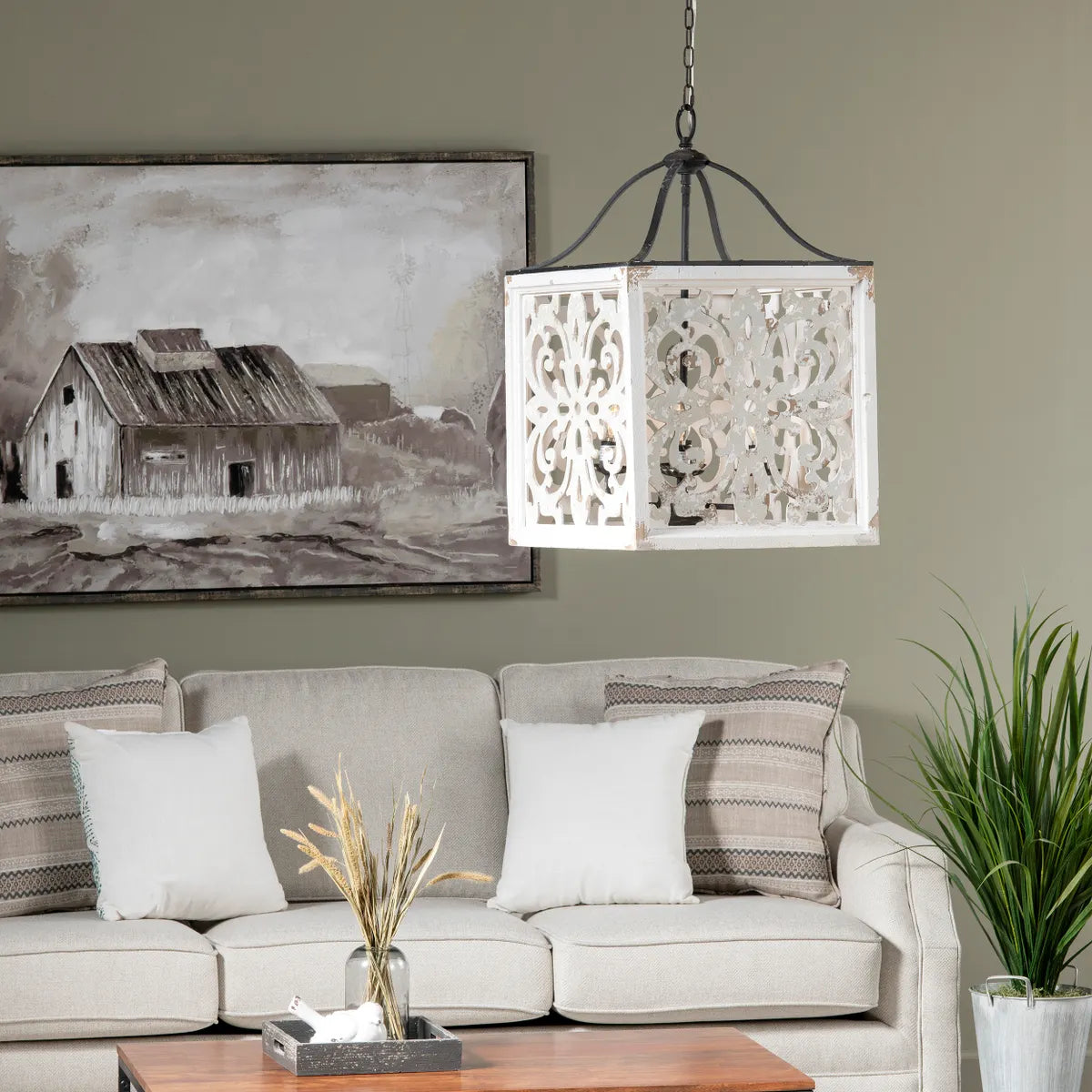 Mariah 29" Wood And Metal Pendant Light