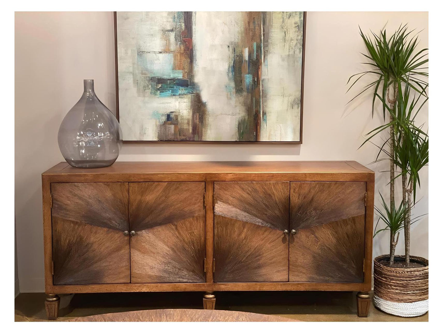 Perreux Cognac Walnut Dining Room Buffet Table - 79W x 19.5D x 36H