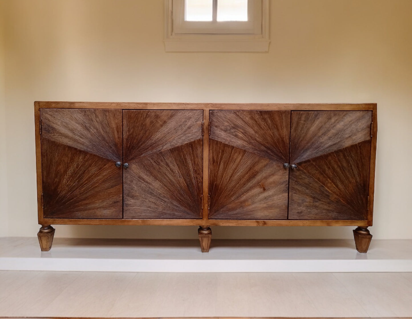 Perreux Cognac Walnut Dining Room Buffet Table - 79W x 19.5D x 36H