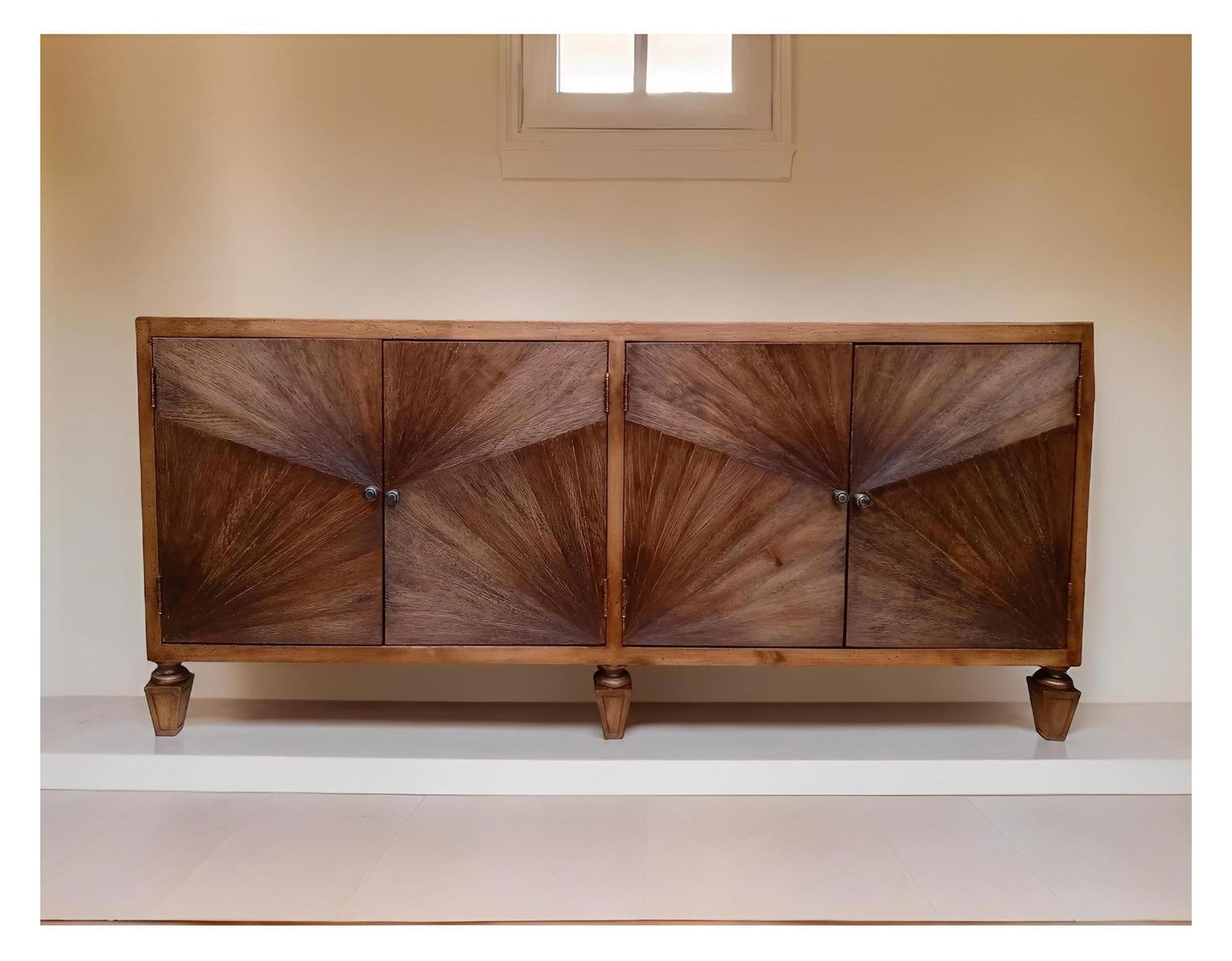 Perreux Cognac Walnut Dining Room Buffet Table - 79W x 19.5D x 36H