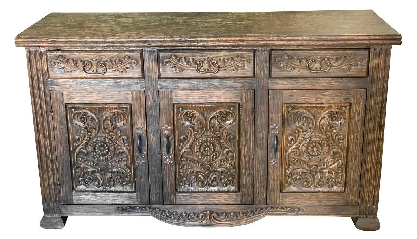 Menars Palatial Dark Walnut Carved Sideboard Dining Room Buffet Table