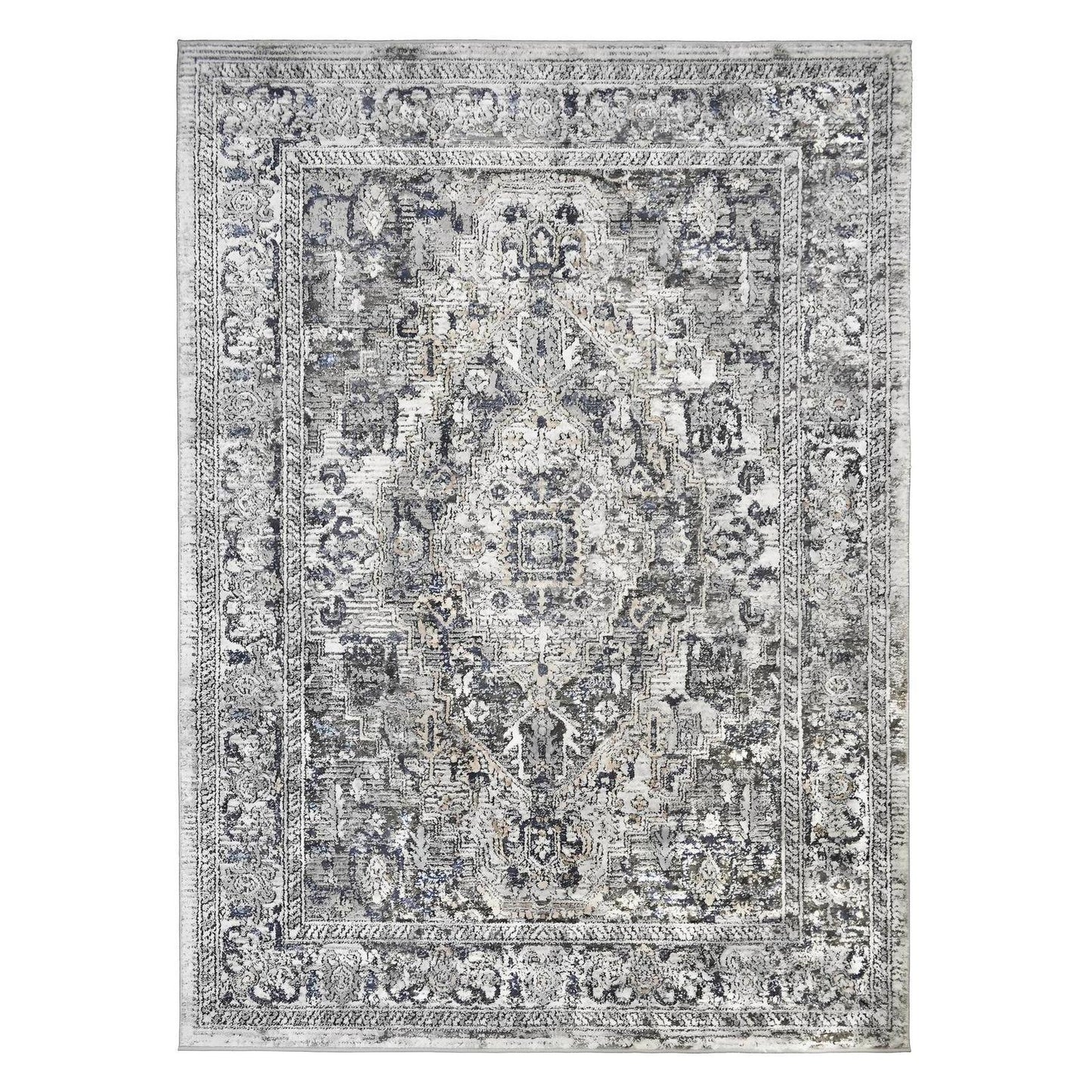 Firenze Area Rug Palatial Ivory 5'3"x7'3" Traditional Design, Low-Profile 9mm pile height, Thin