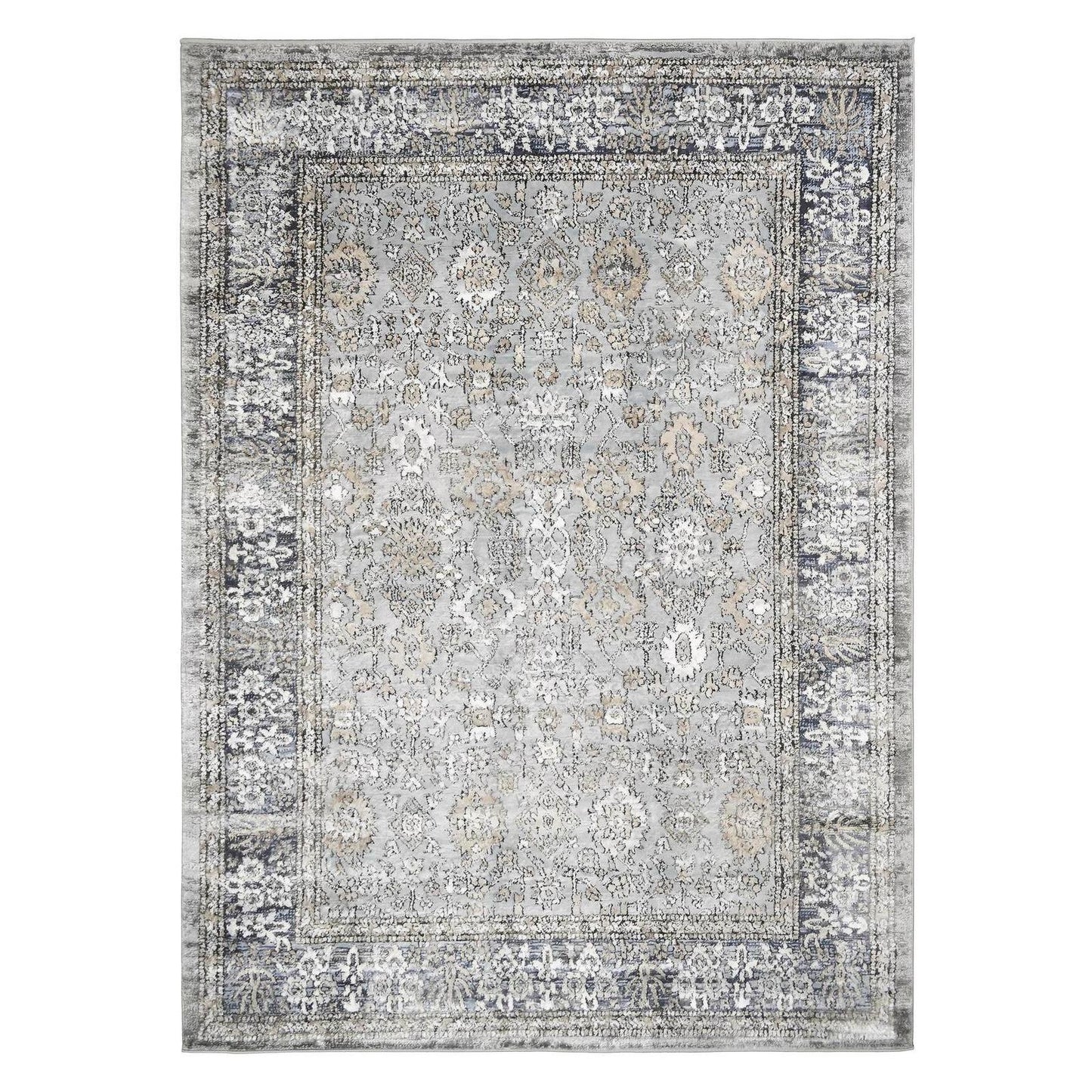 Firenze Area Rug Grandeur Blue 5'3"x7'3" Traditional Design, Low-Profile 9mm pile height, Thin