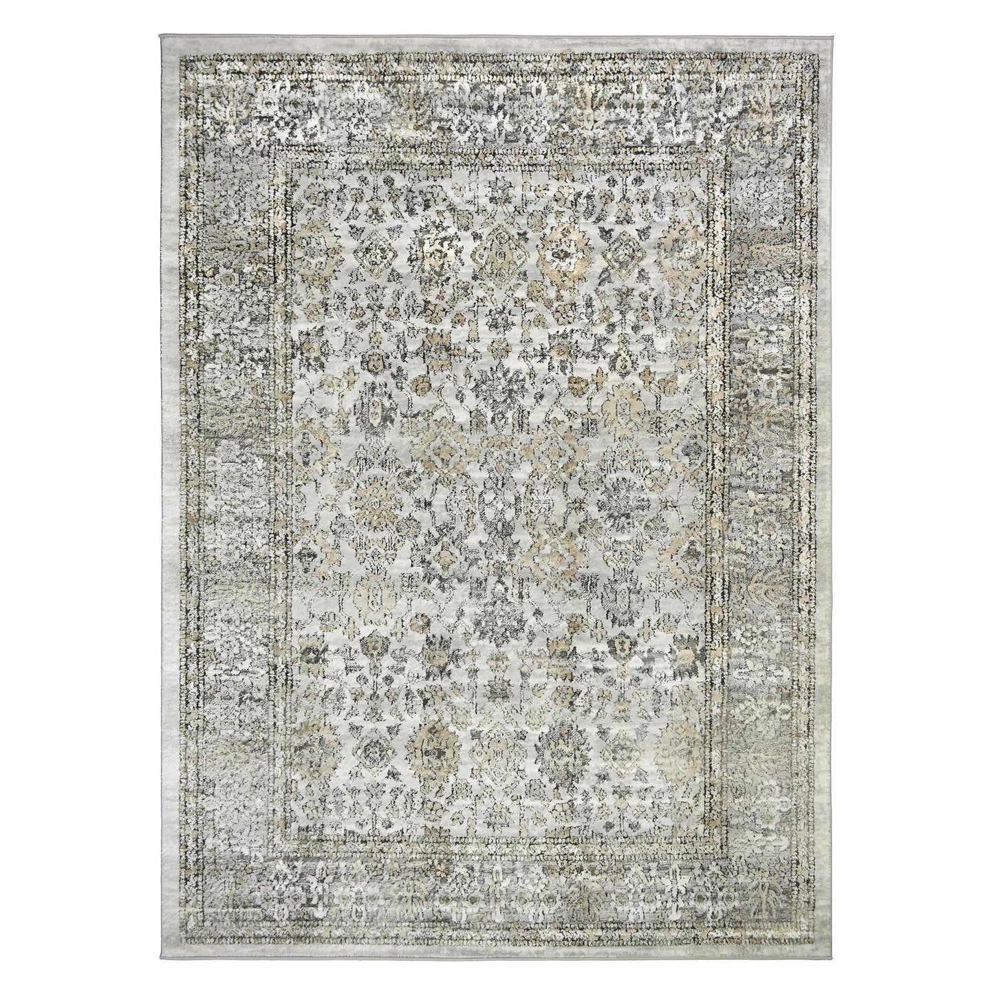 Firenze Area Rug Grandeur Ivory/Gray 5'3"x7'3" Traditional Design, Low-Profile 9mm pile height, Thin