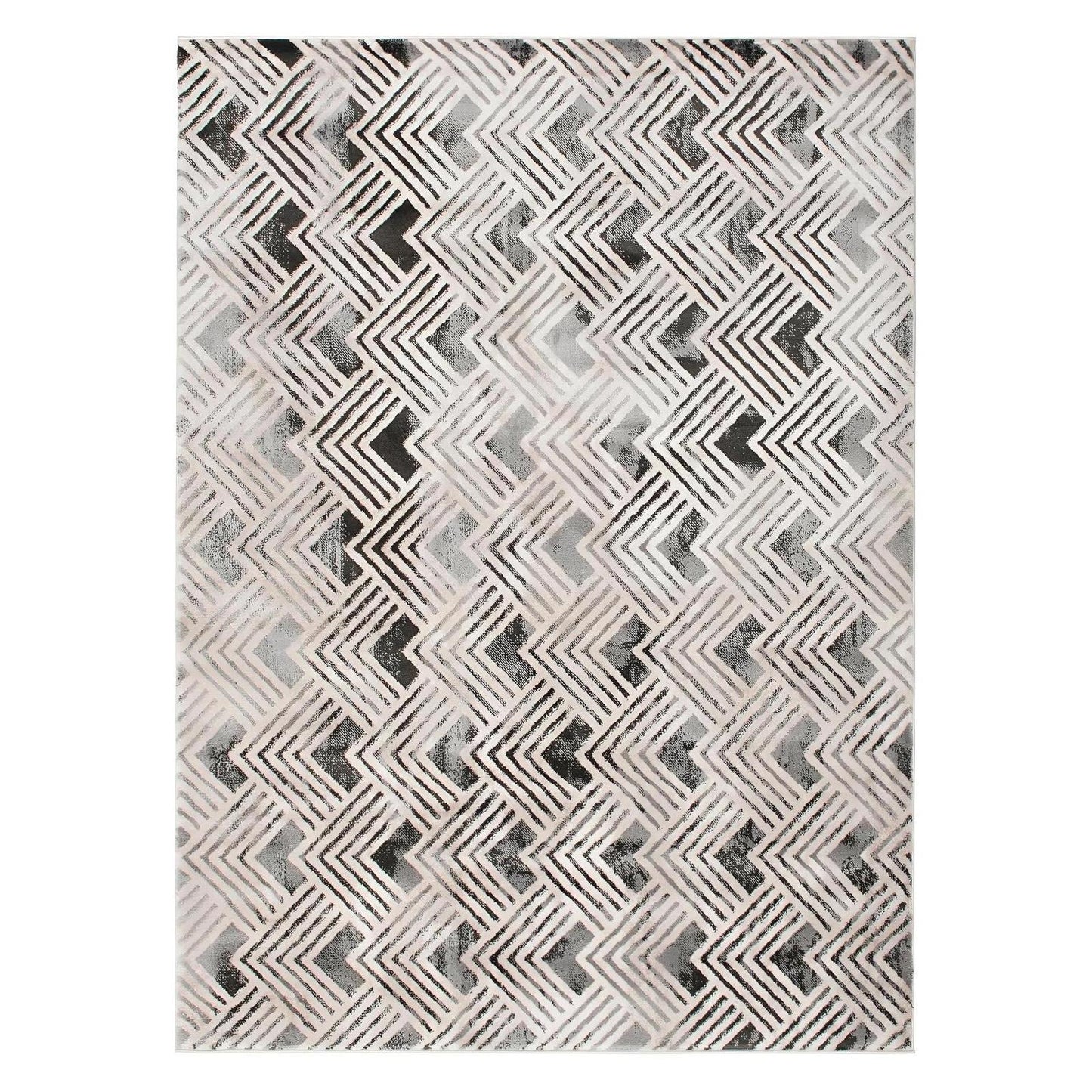 Galleria Area Rug Nickel Gray 7'10"x9'10" Contemporary, Geometric Design, 10mm pile height, Thin