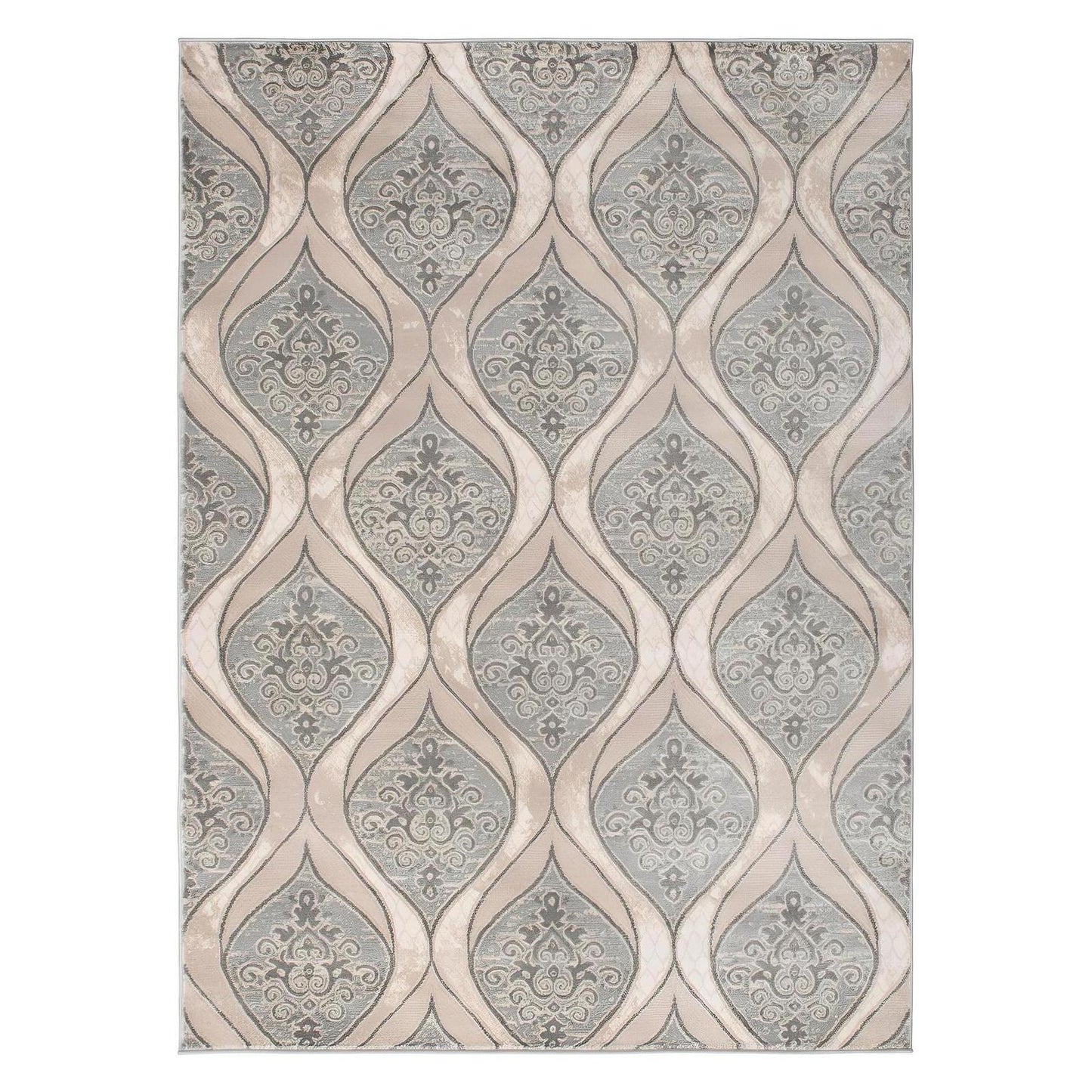 Galleria Area Rug Aurora Gray 7'10"x9'10" Contemporary, Geometric Design, 10mm pile height, Thin