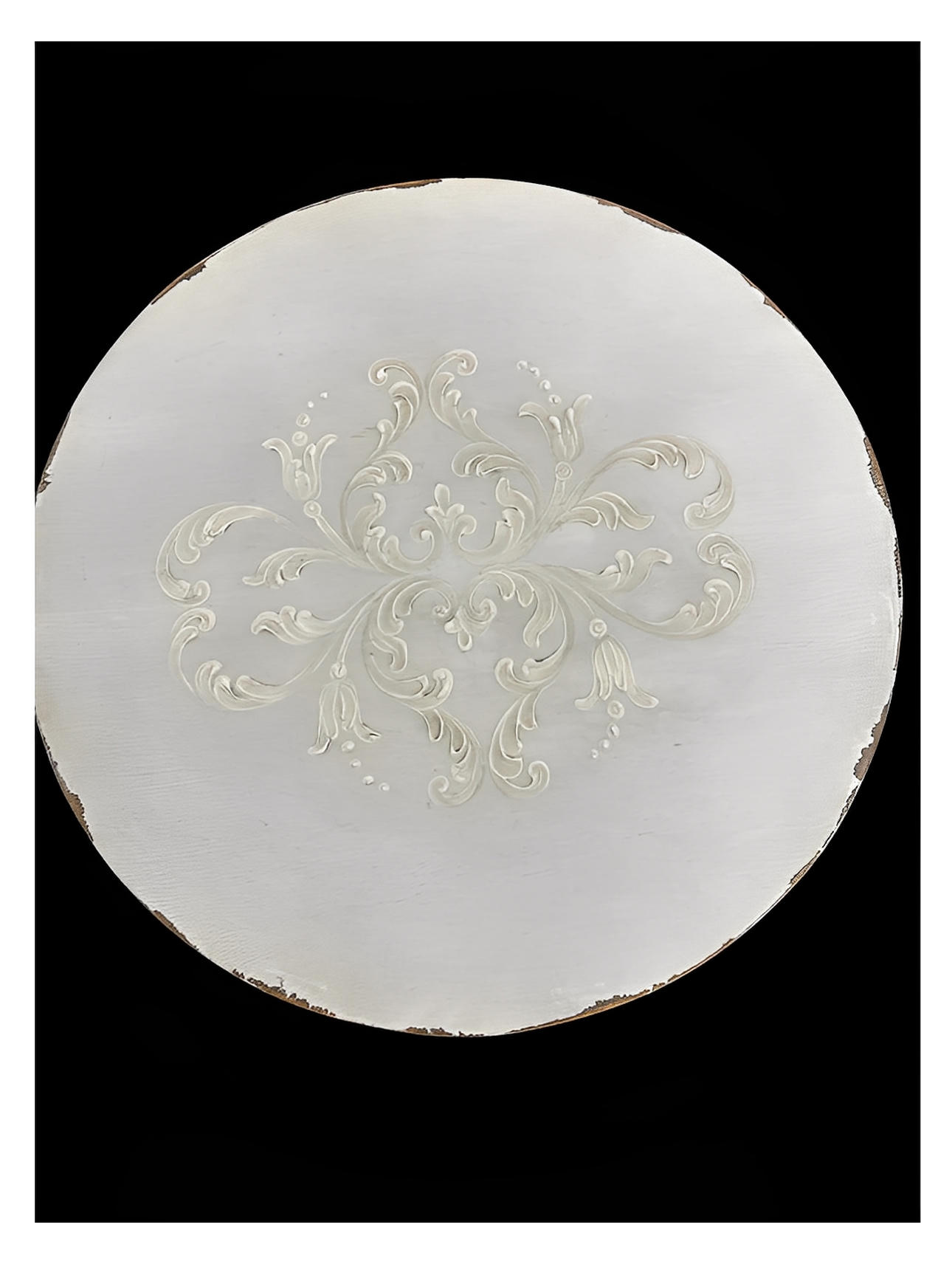 Vallon-Pont-d’Arc End Tables (2-Pack), Distressed White, Carved Acanthus Leaf Pedestal