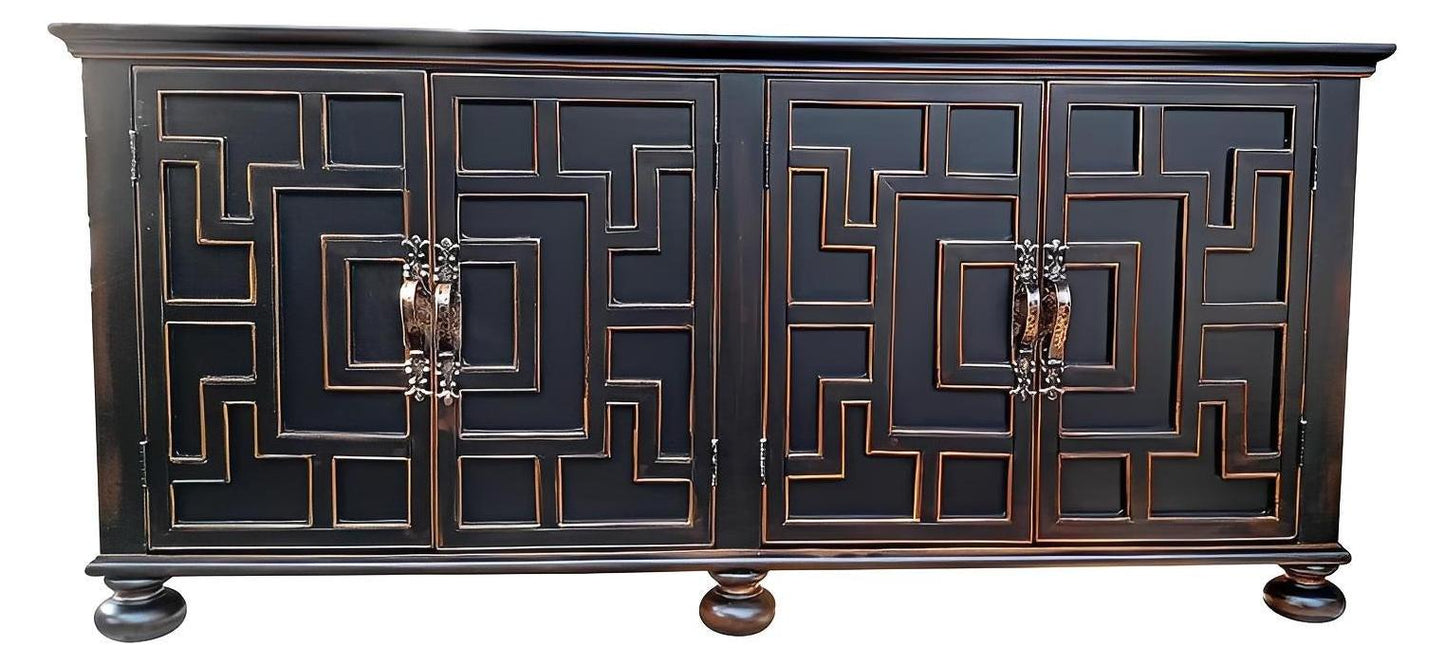 Muids Ebony Geometric Dining Room Buffet Table 19x78x36.5