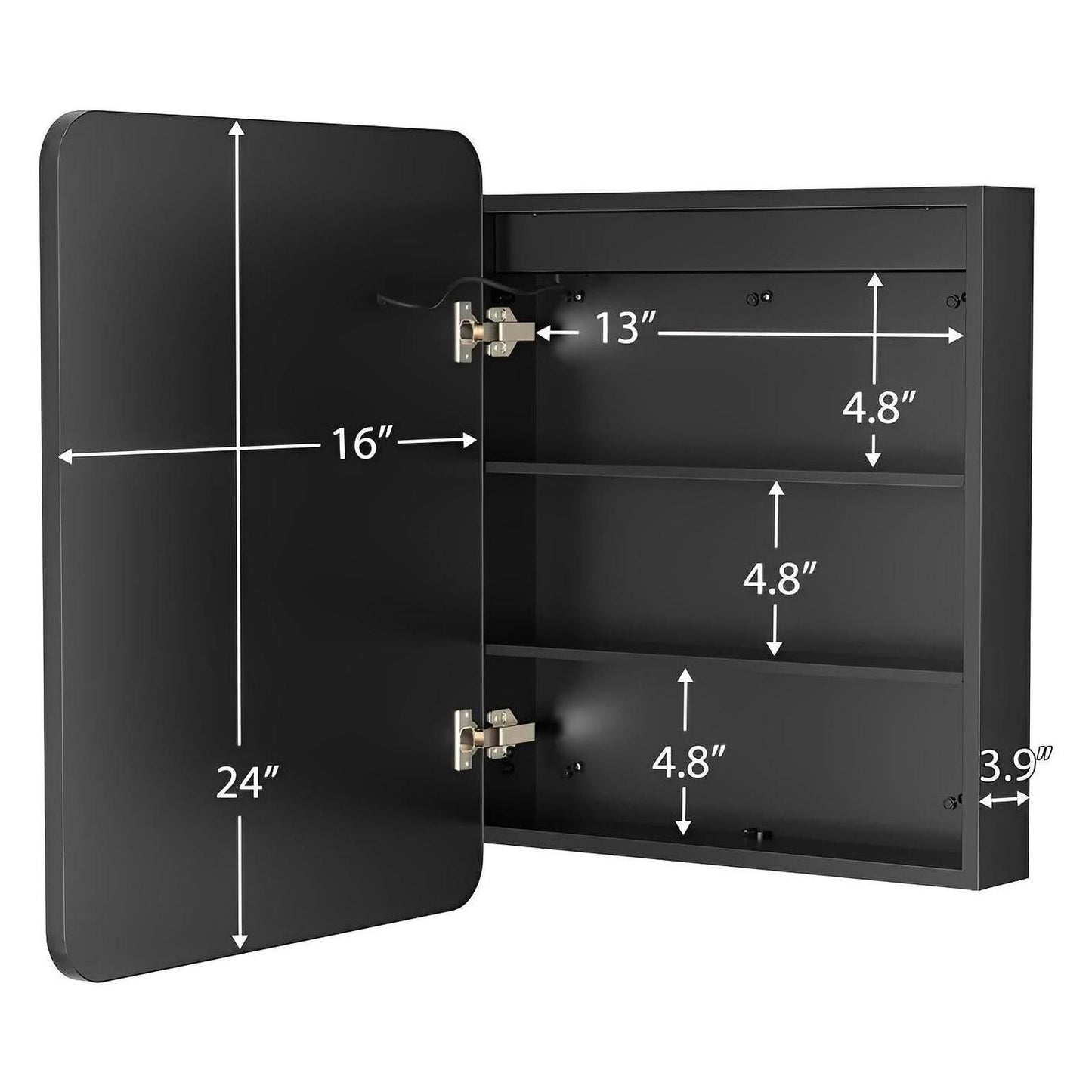 Framed Recessed Bathroom Vanity LED Mirror and Medicine Cabinet (16-30 in) - Adjustable Brightness and Color Temperature - Anti-Fog